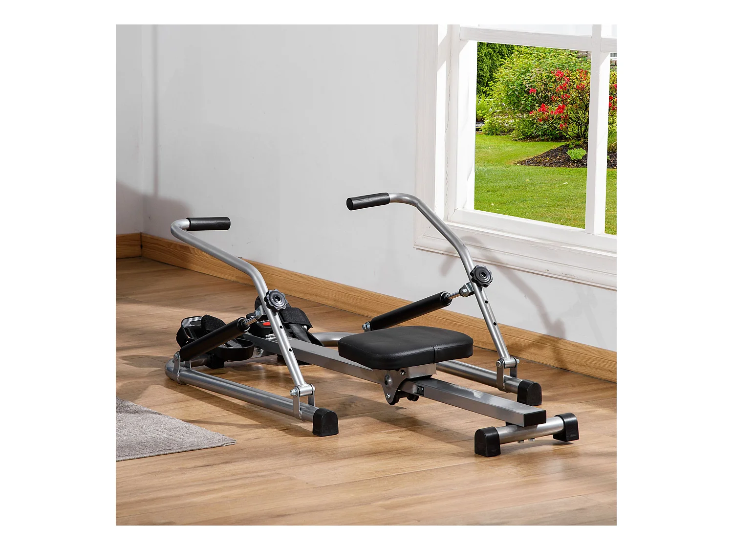 Vogatore pieghevole 3 livelli di resistenza monitor digitale grigio nero