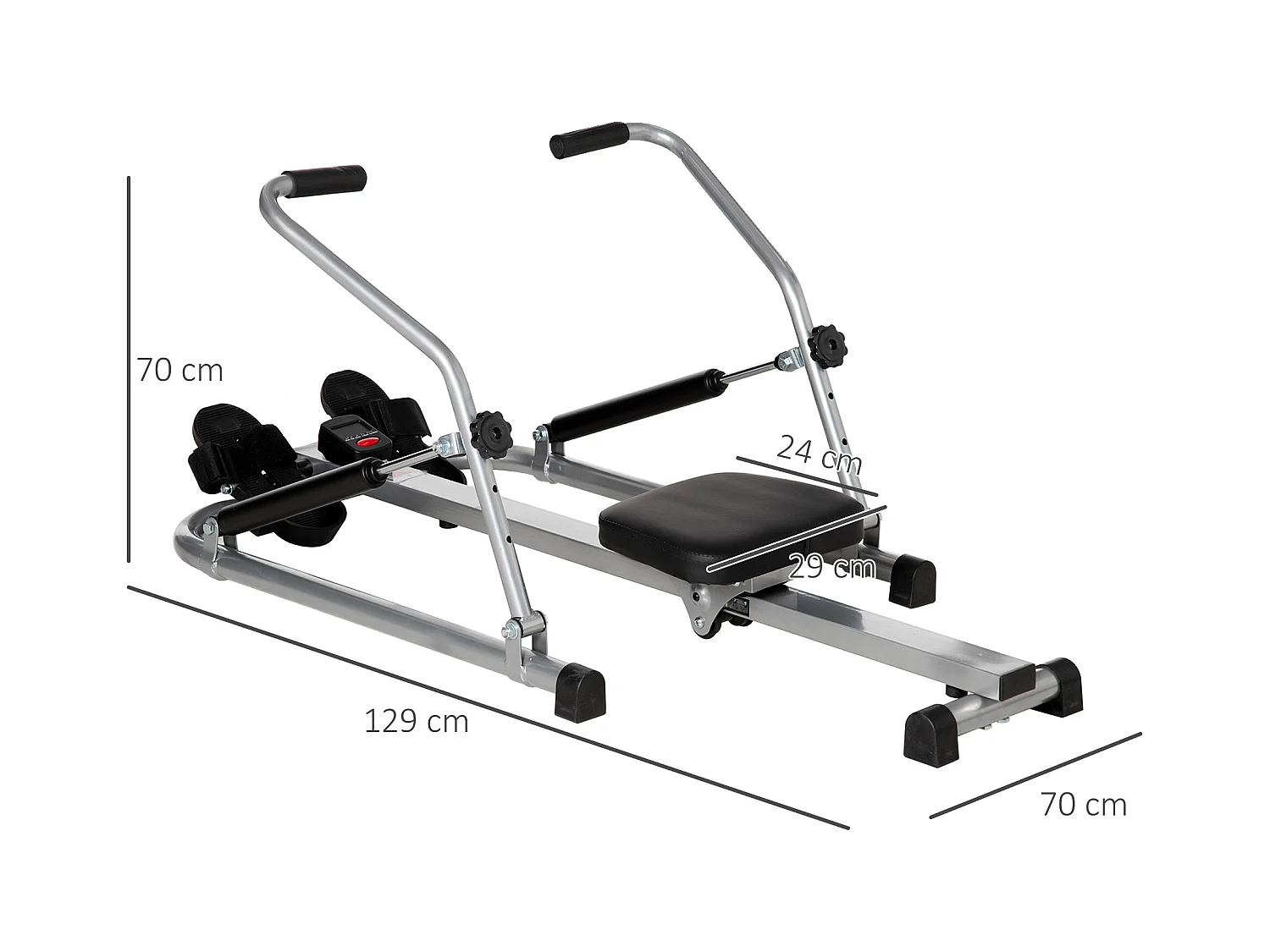 Vogatore pieghevole 3 livelli di resistenza monitor digitale grigio nero