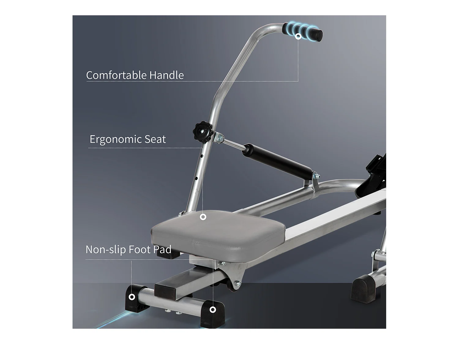 Vogatore pieghevole 3 livelli di resistenza monitor digitale grigio nero