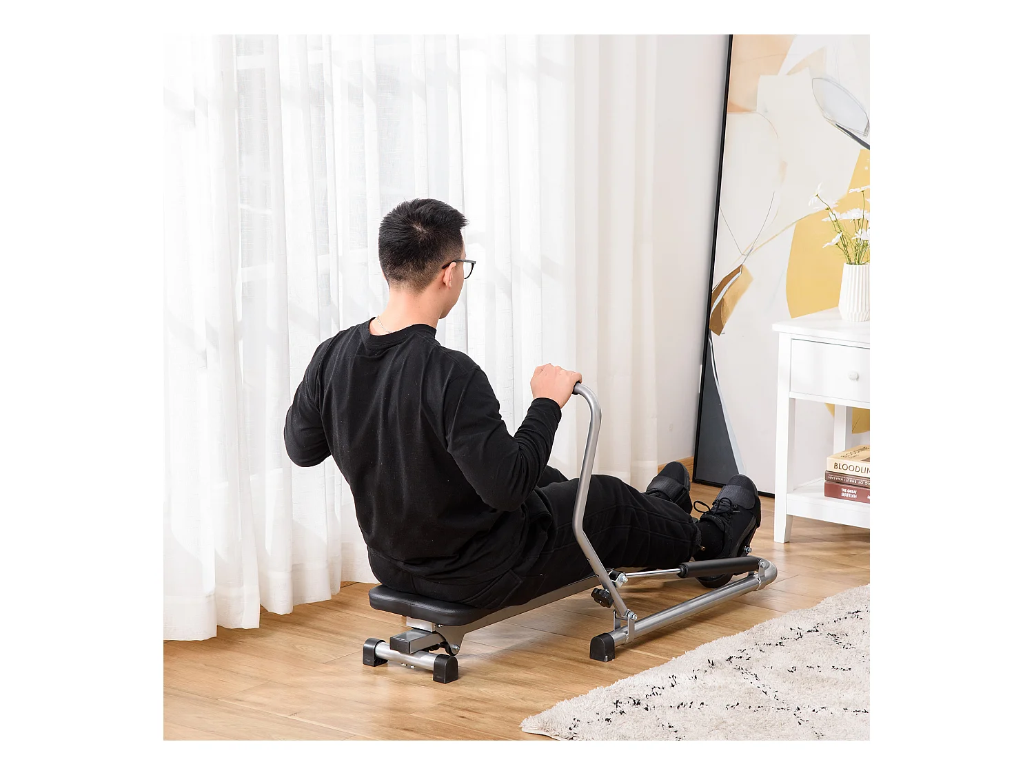 Vogatore pieghevole 3 livelli di resistenza monitor digitale grigio nero