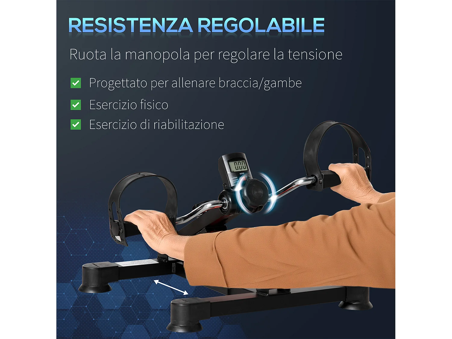 Mini cyclette da riabilitazione altezza resistenza regolabile display lcd