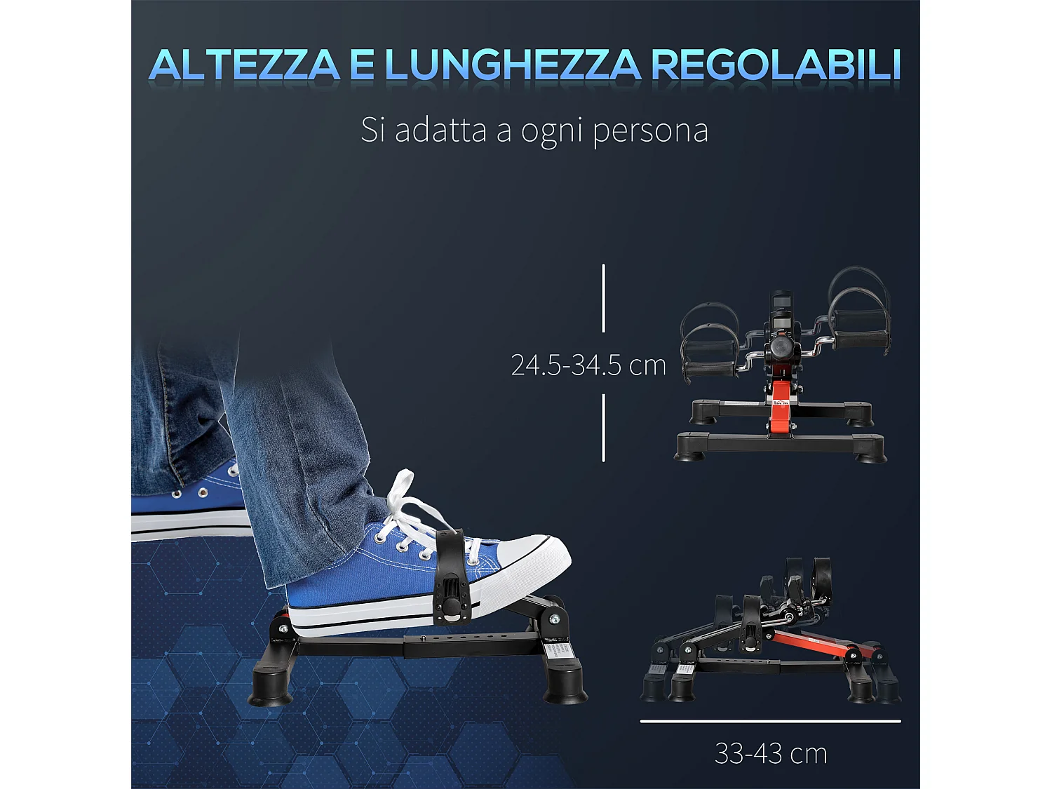 Mini cyclette da riabilitazione altezza resistenza regolabile display lcd