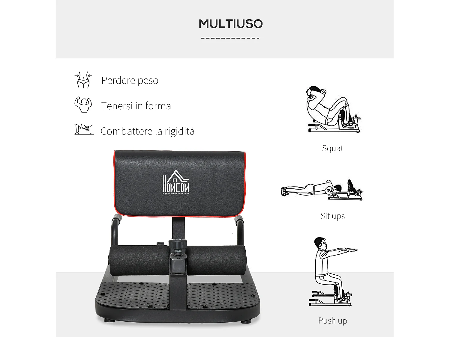 Macchina squat deep sissy squat sit up push up regolabile acciaio