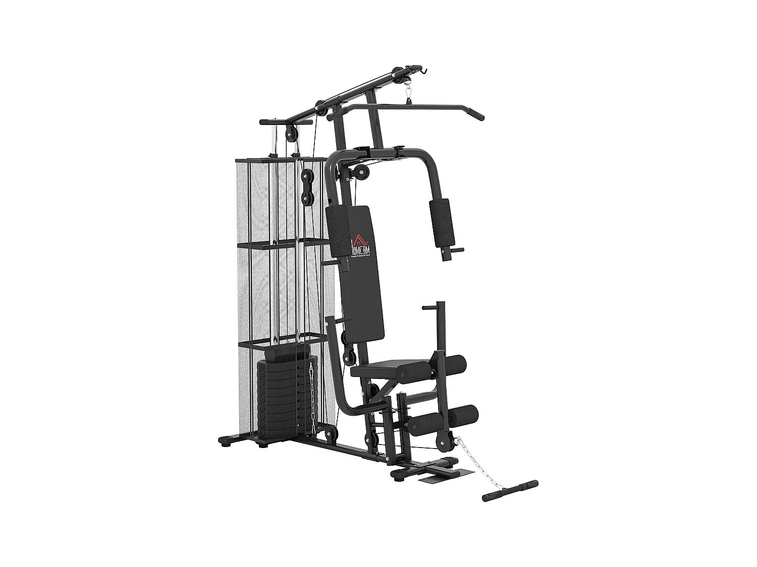 Stazione fitness multifunzione palestra a casa acciaio 150x110x210cm nero