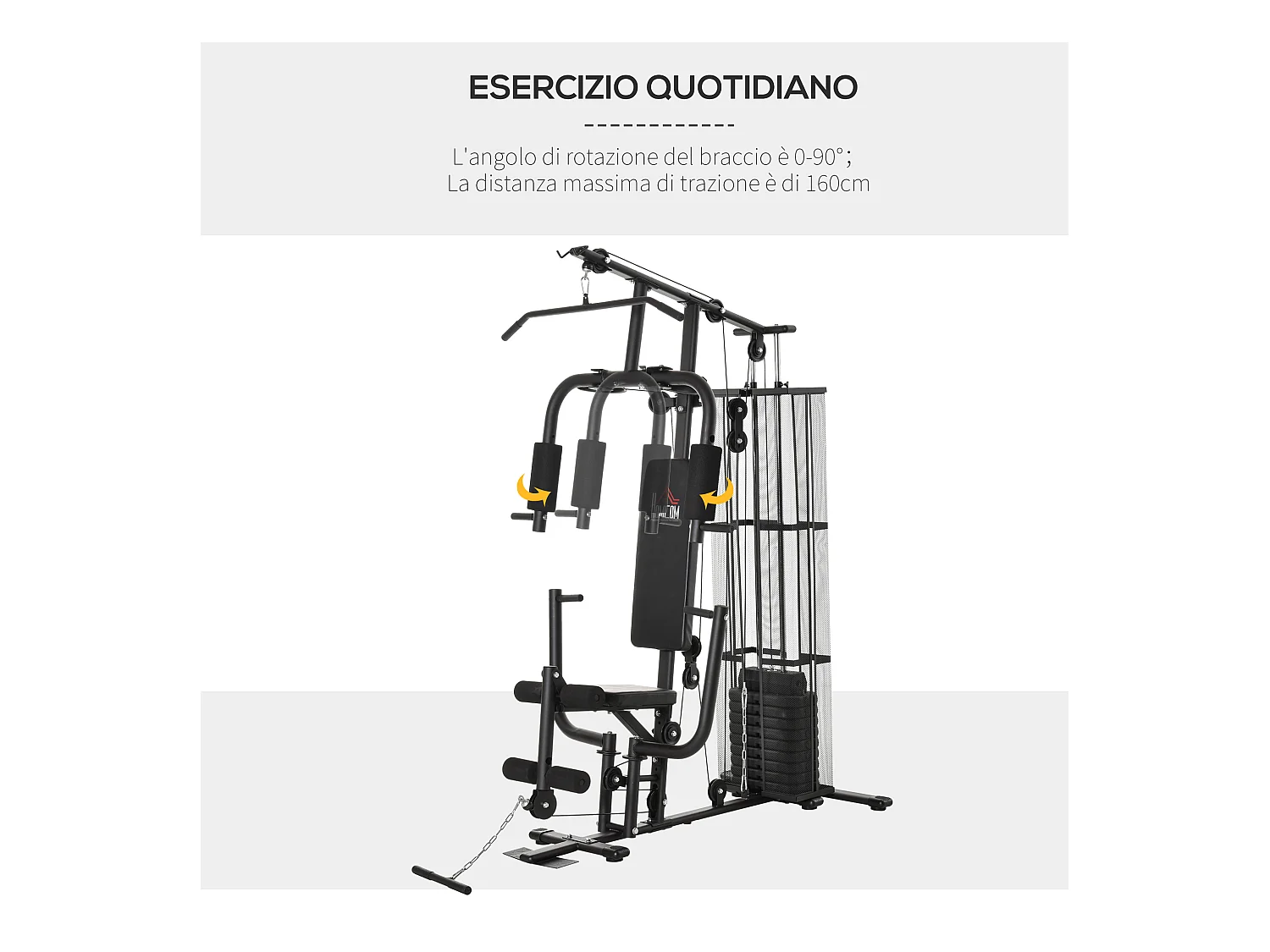 Stazione fitness multifunzione palestra a casa acciaio 150x110x210cm nero