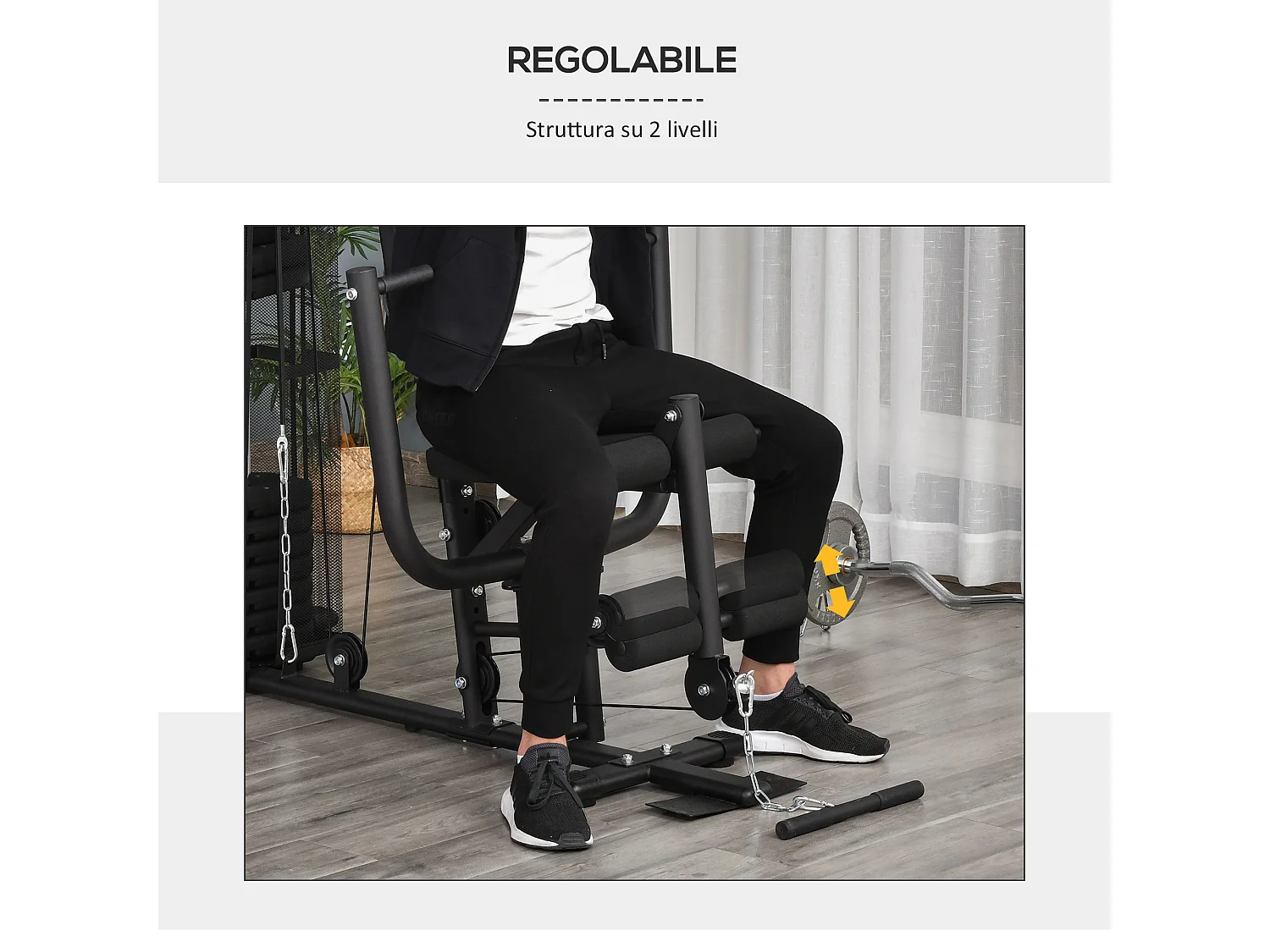 Stazione fitness multifunzione palestra a casa acciaio 150x110x210cm nero