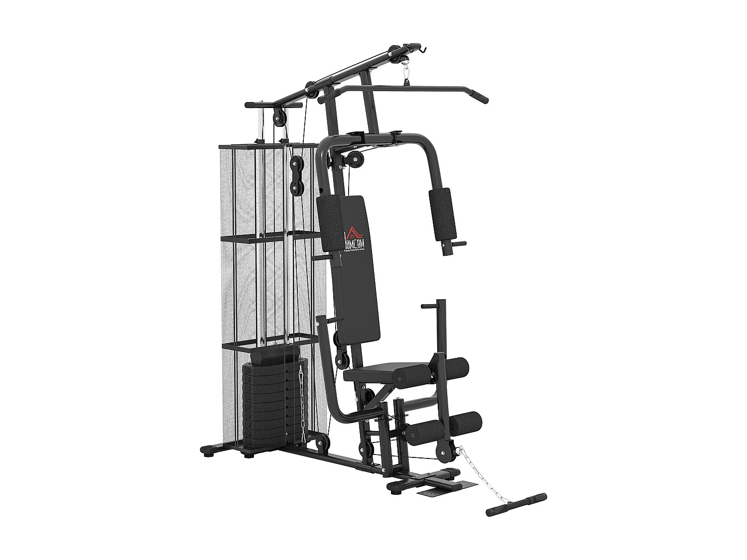 Stazione fitness multifunzione palestra a casa acciaio 150x110x210cm nero
