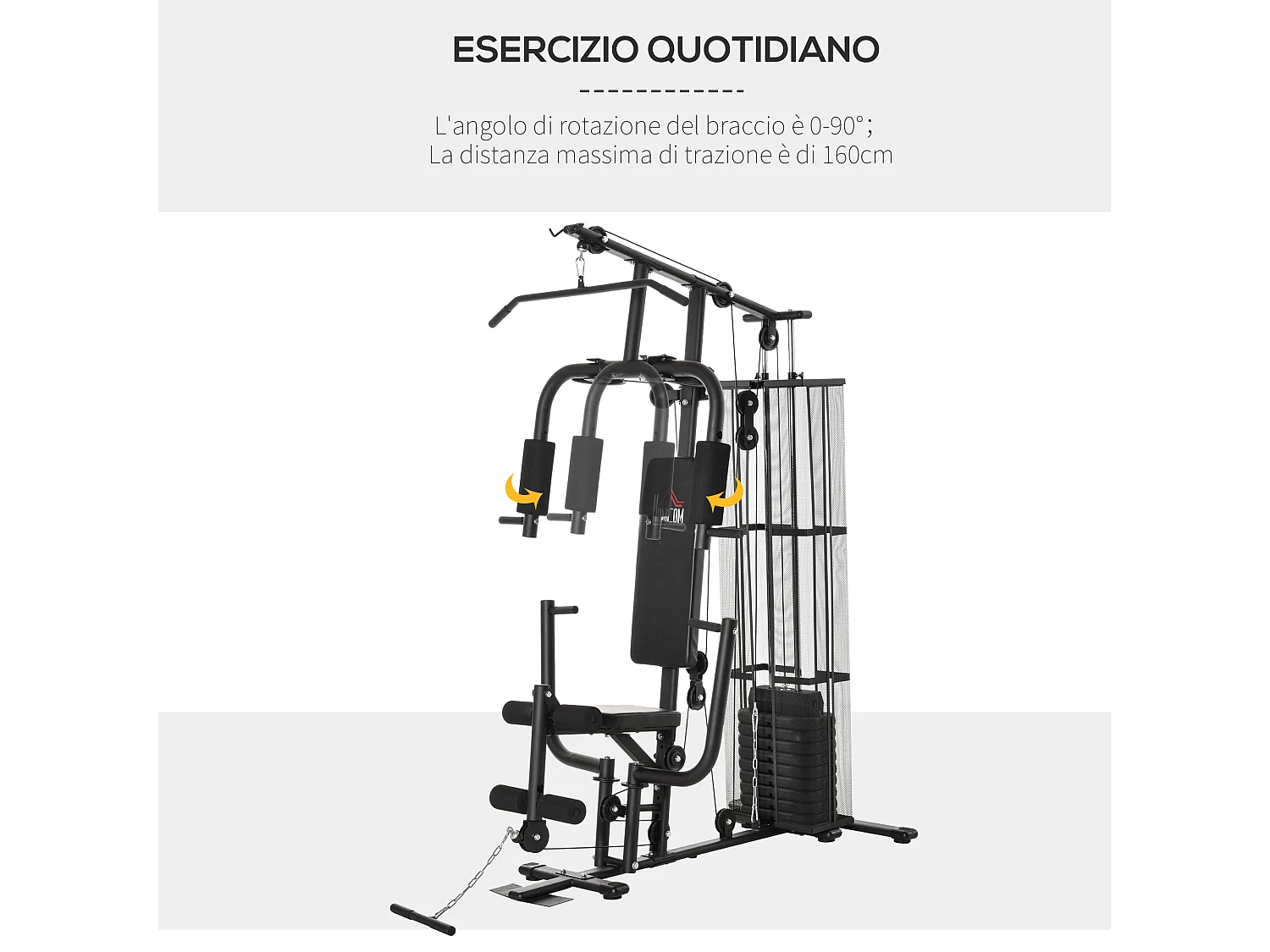 Stazione fitness multifunzione palestra a casa acciaio 150x110x210cm nero