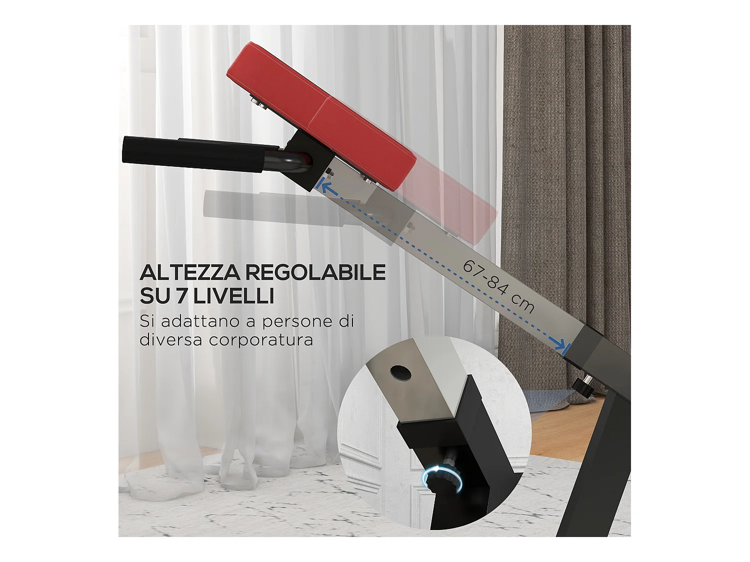 Sedia romana ad altezza regolabile in acciaio e pu nera