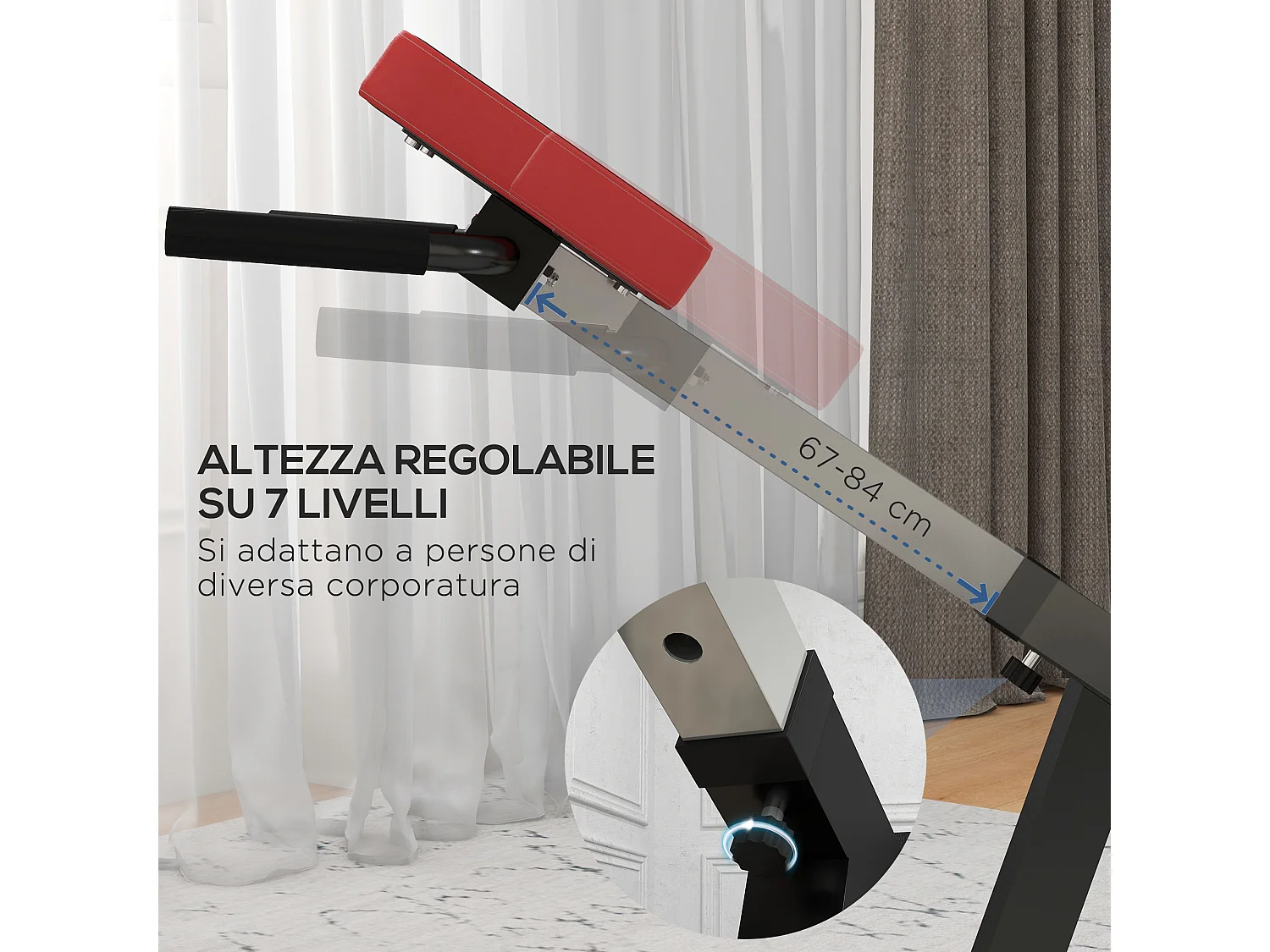 Sedia romana ad altezza regolabile in acciaio e pu nera