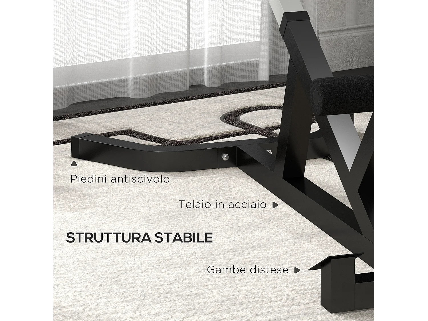 Sedia romana ad altezza regolabile in acciaio e pu nera