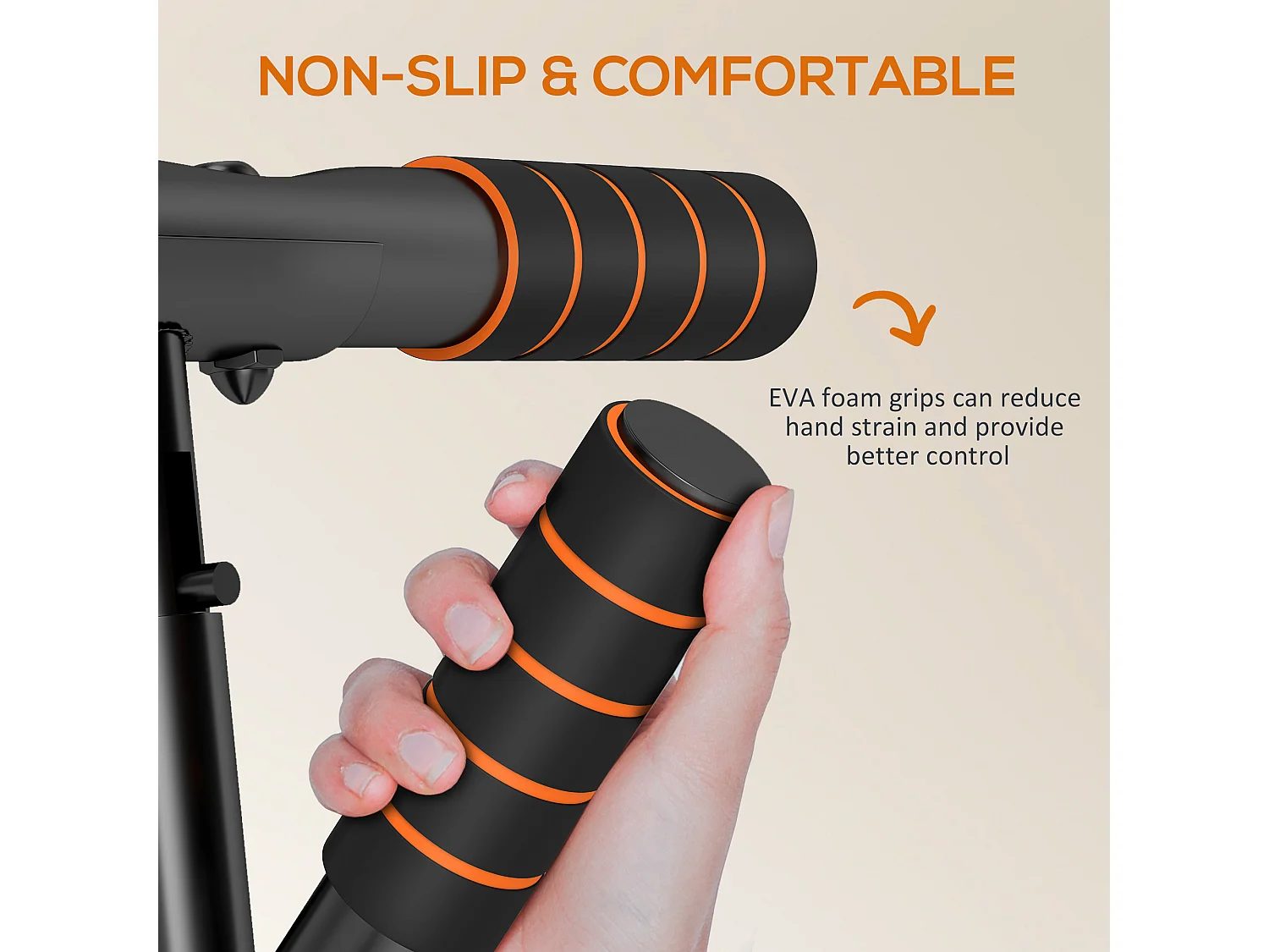 Barra per trazioni e flessioni con prese imbottite in acciaio e hdr