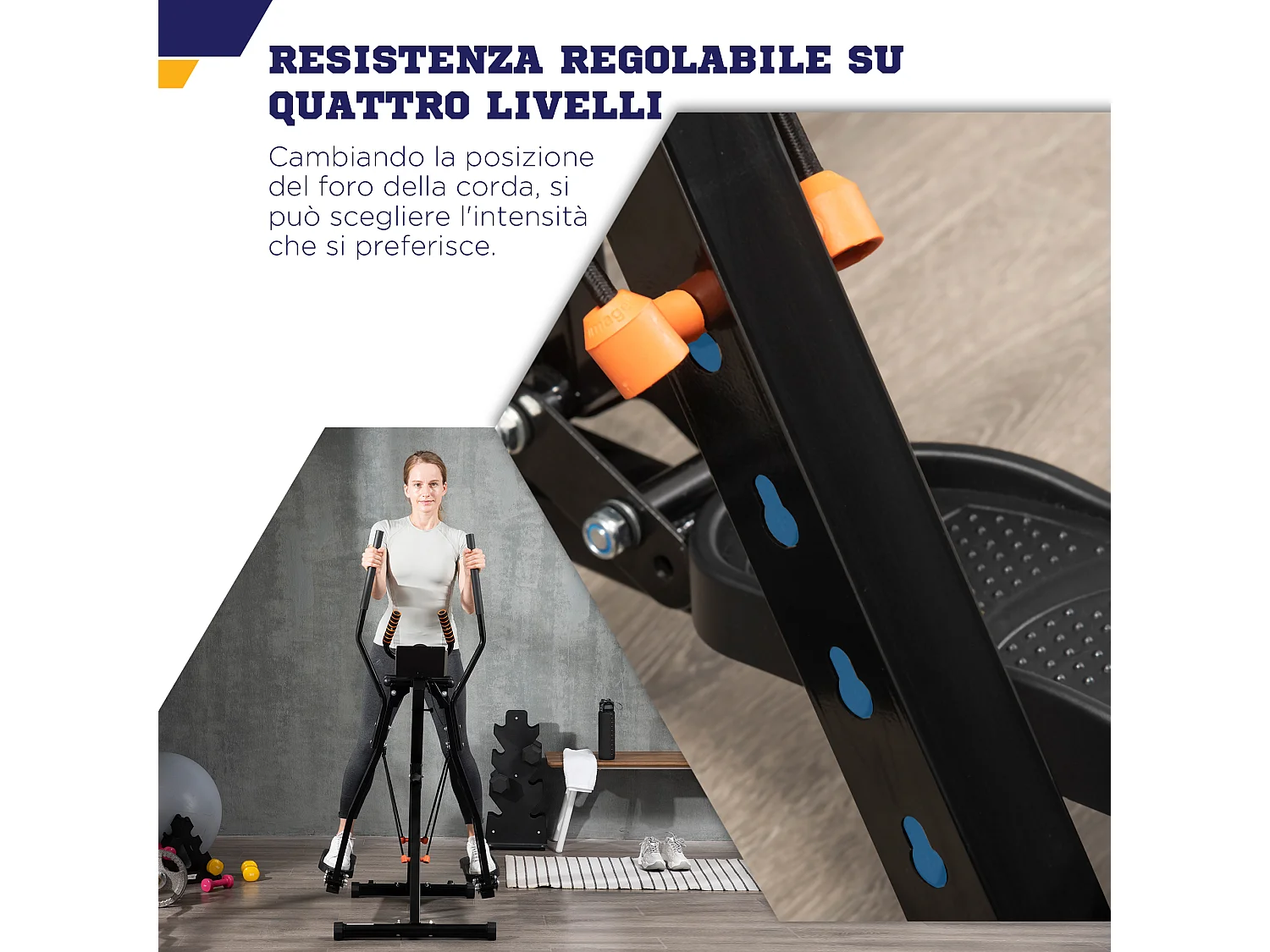 Cyclette ellittica a 4 livelli di resistenza con schermo lcd e 2 ruote