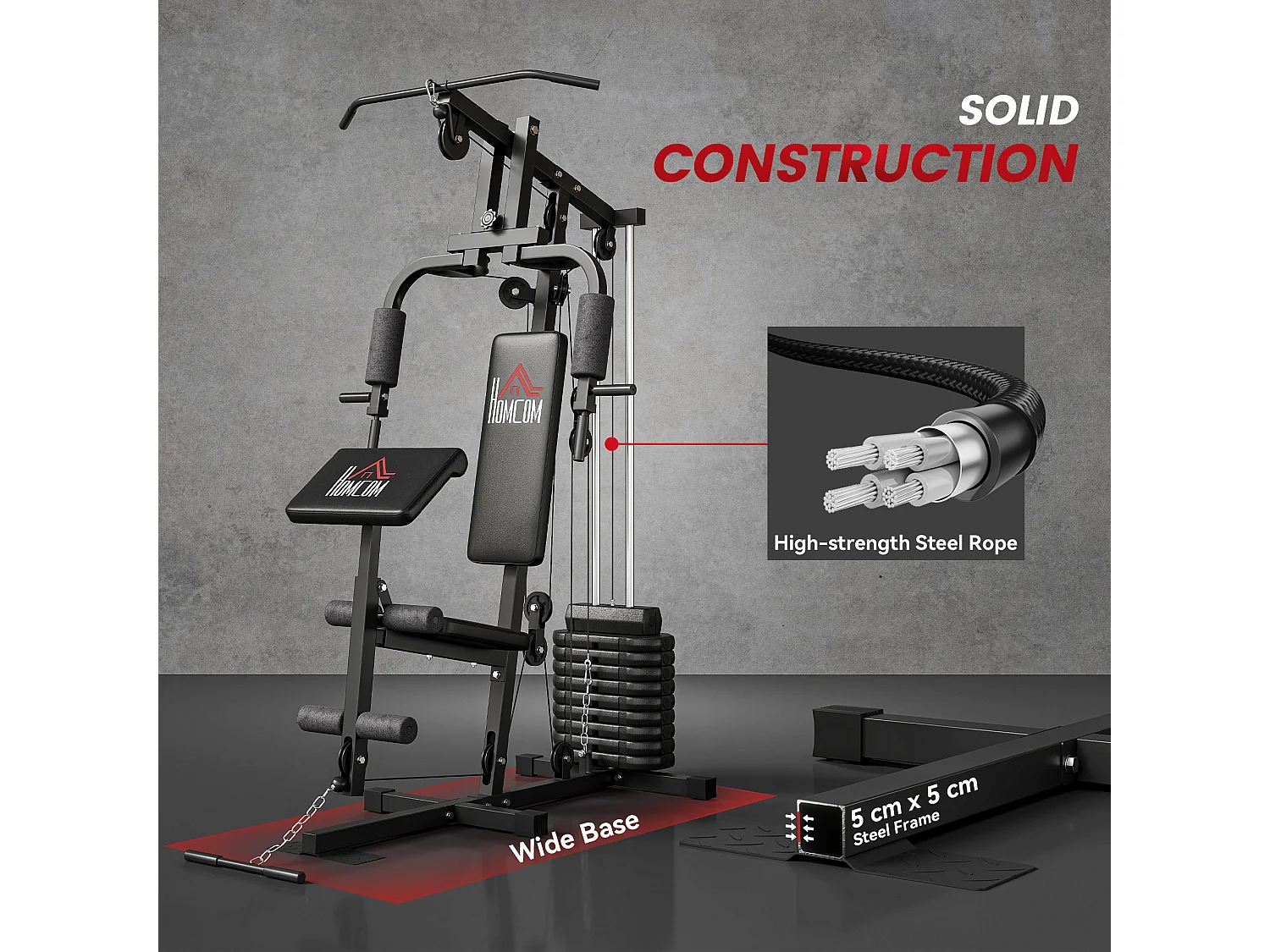 Stazione fitness multifunzione con pesi fino 45kg e panca imbottita