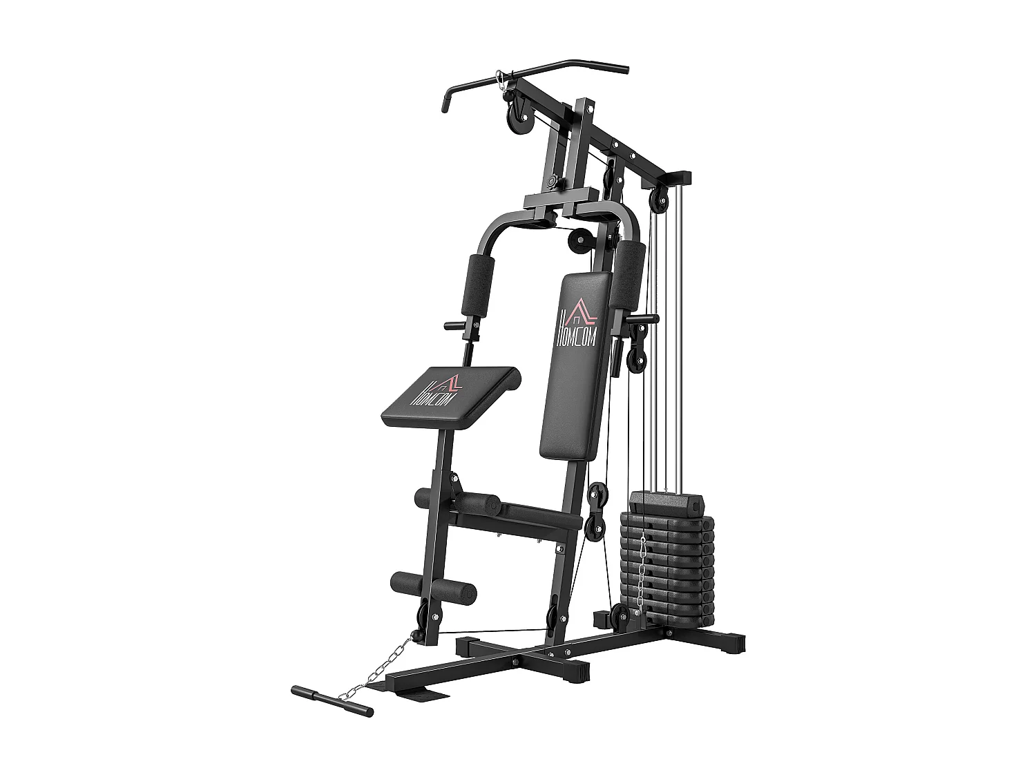 Stazione fitness multifunzione con pesi fino 45kg e panca imbottita