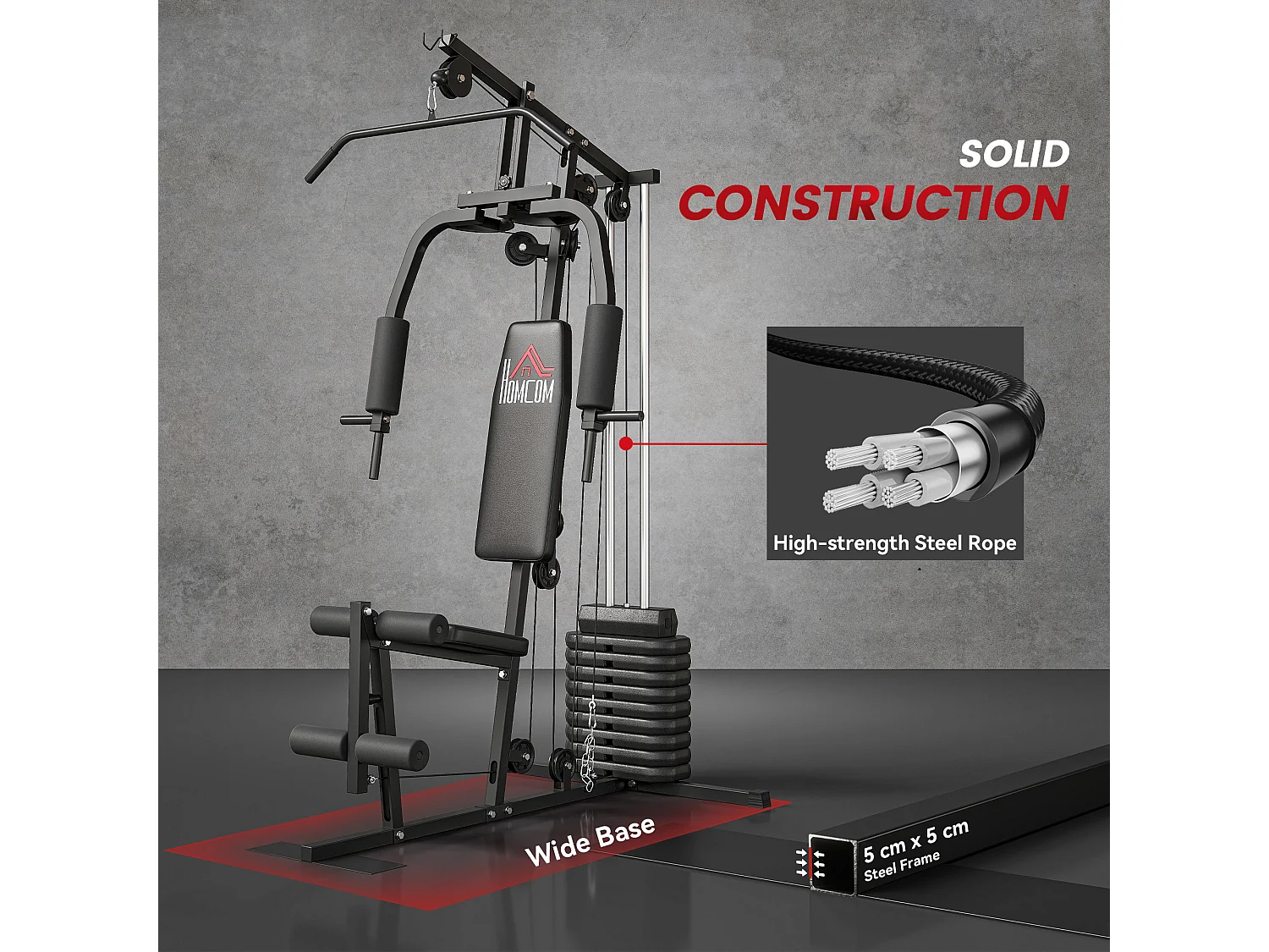 Stazione fitness con pesi da 45kg per allenamento a casa 135x103x200cm