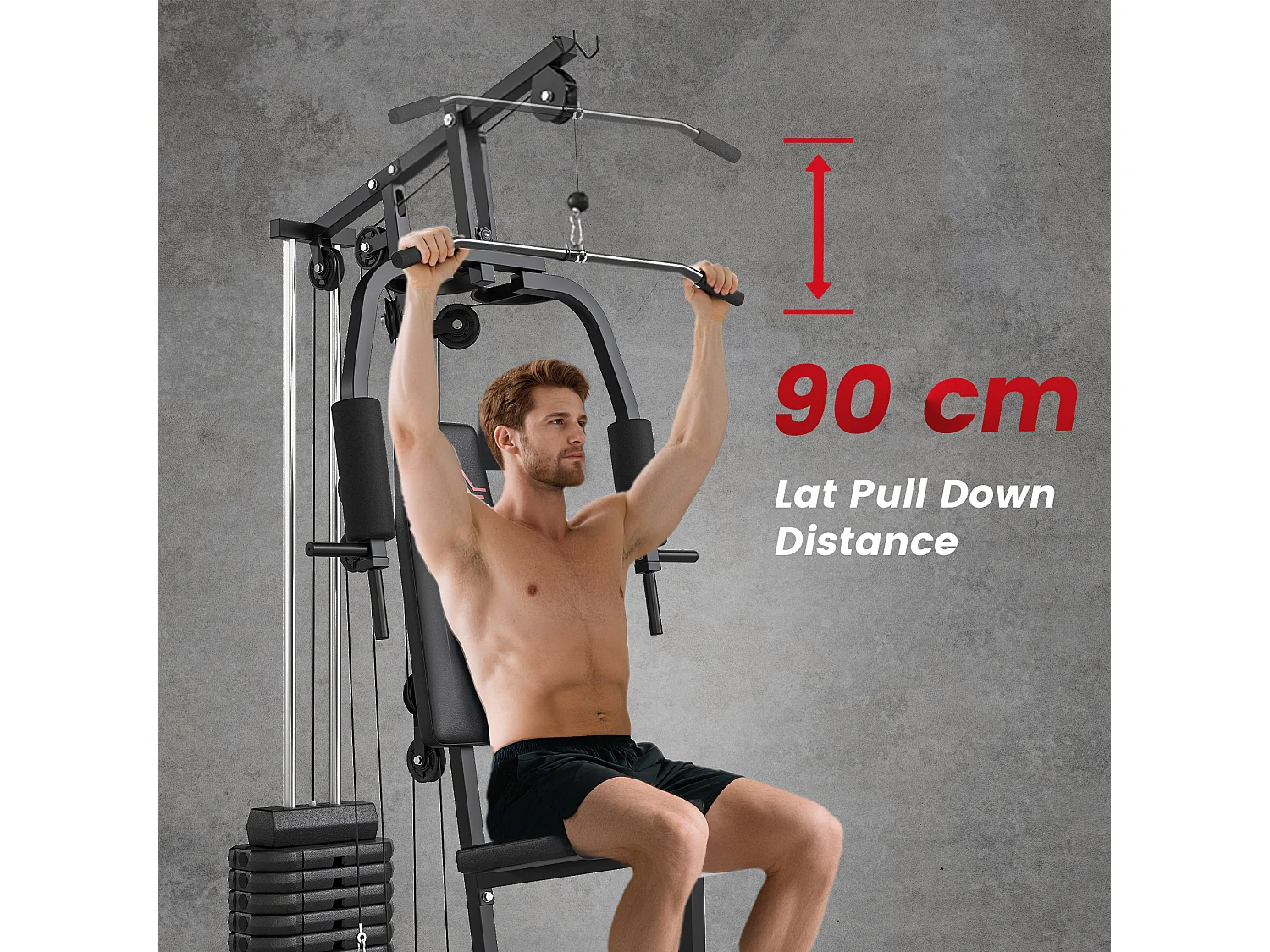 Stazione fitness con pesi da 45kg per allenamento a casa 135x103x200cm