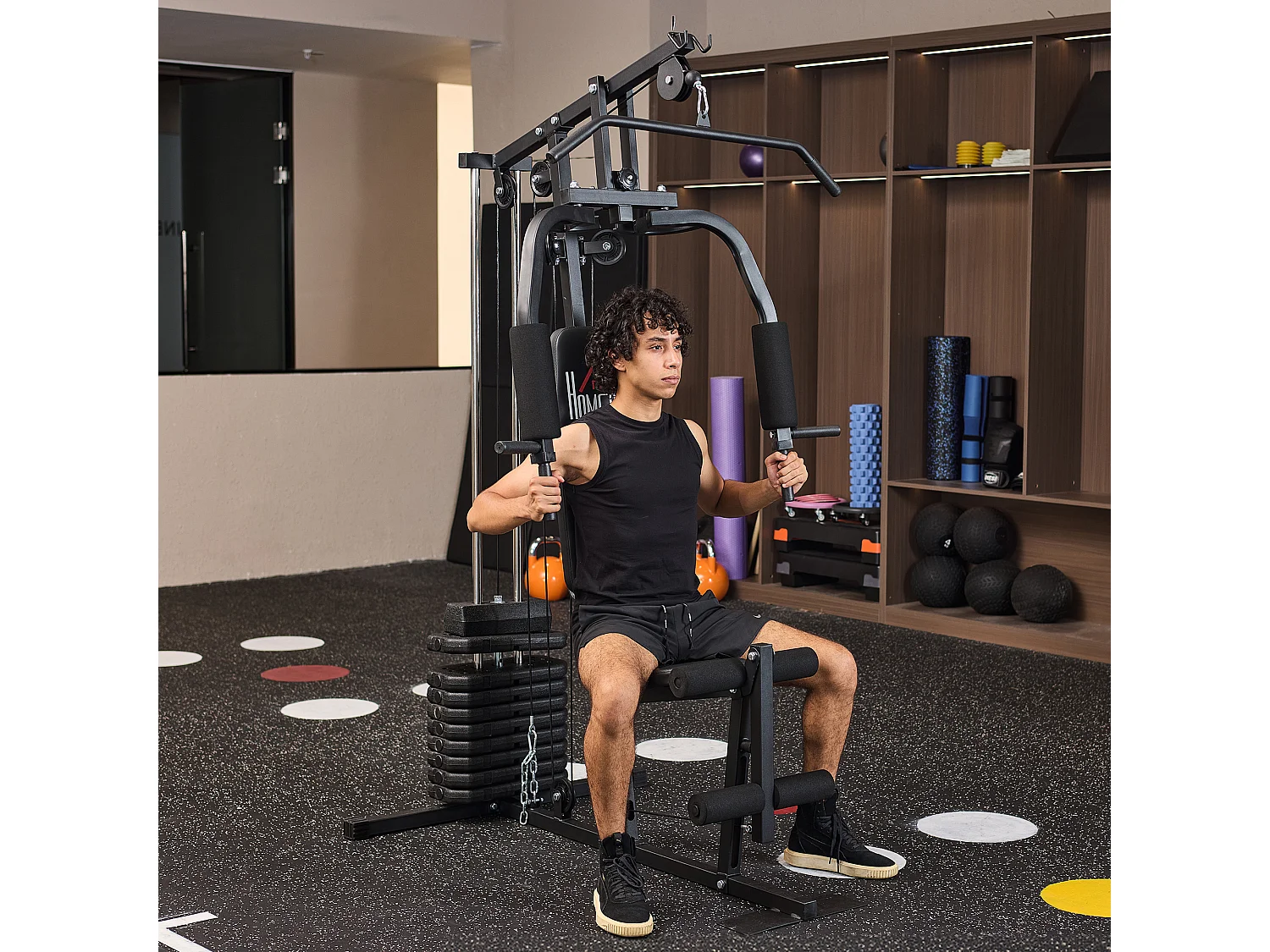 Stazione fitness con pesi da 45kg per allenamento a casa 135x103x200cm