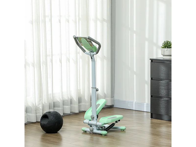 Stepper con manubrio regolabile su 3 livelli in acciaio e abs verde