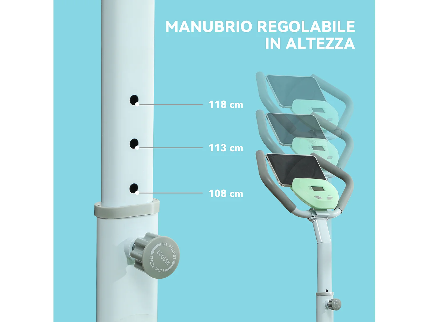 Stepper con manubrio regolabile su 3 livelli in acciaio e abs verde