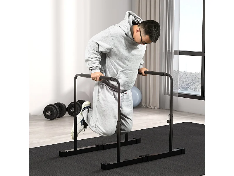 Set 2 barre per dip ad altezza regolabile in acciaio nero