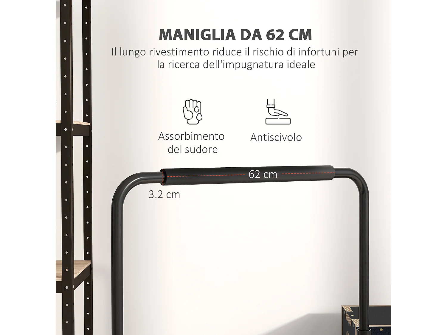 Set 2 barre per dip ad altezza regolabile in acciaio nero