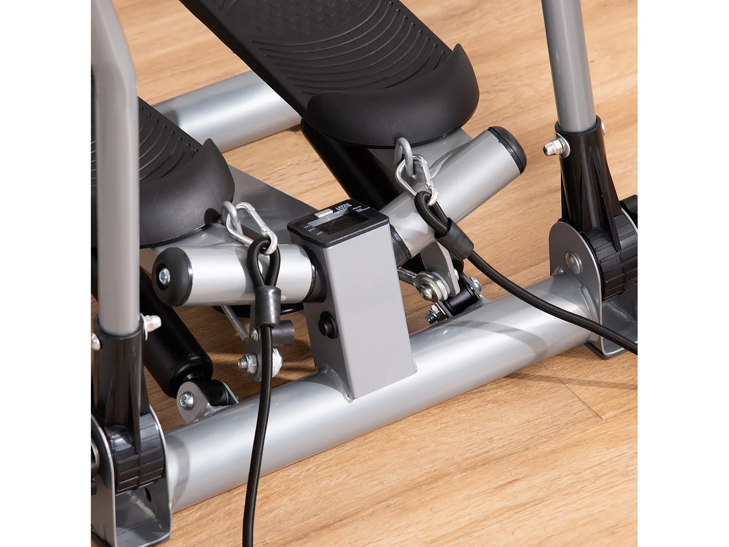 Stepper fitness con maniglia e monitor lcd per casa e palestra argento