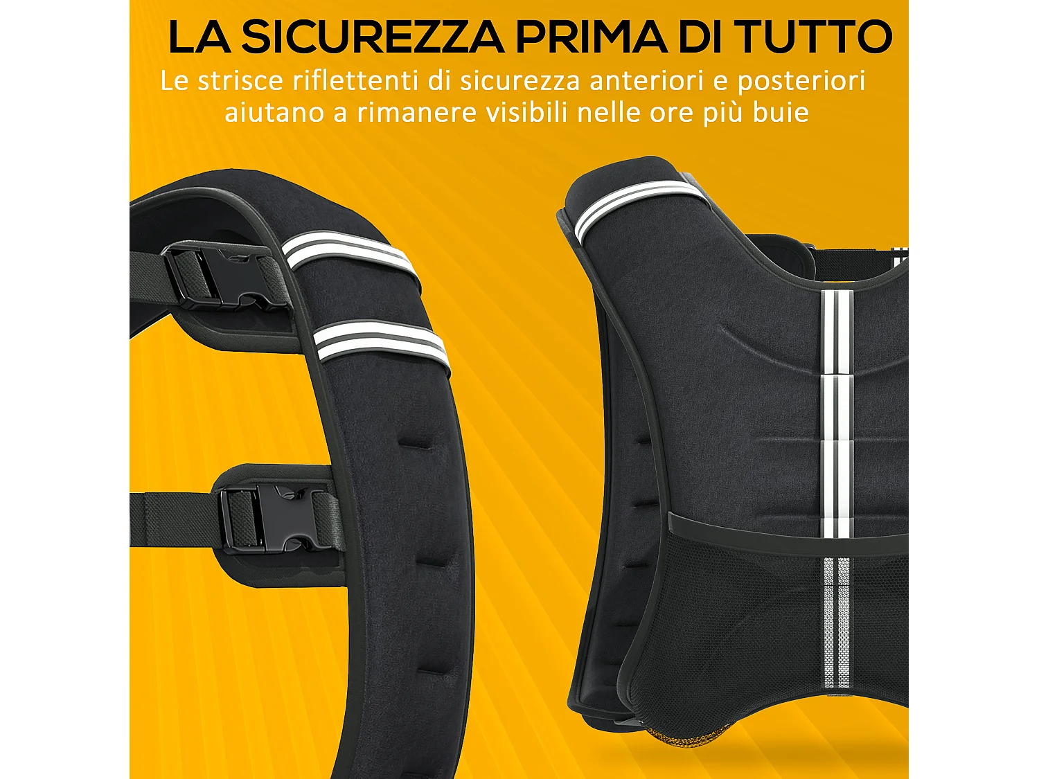 Giubbotto zavorrato 5kg traspirante con tasca portaoggetti nero