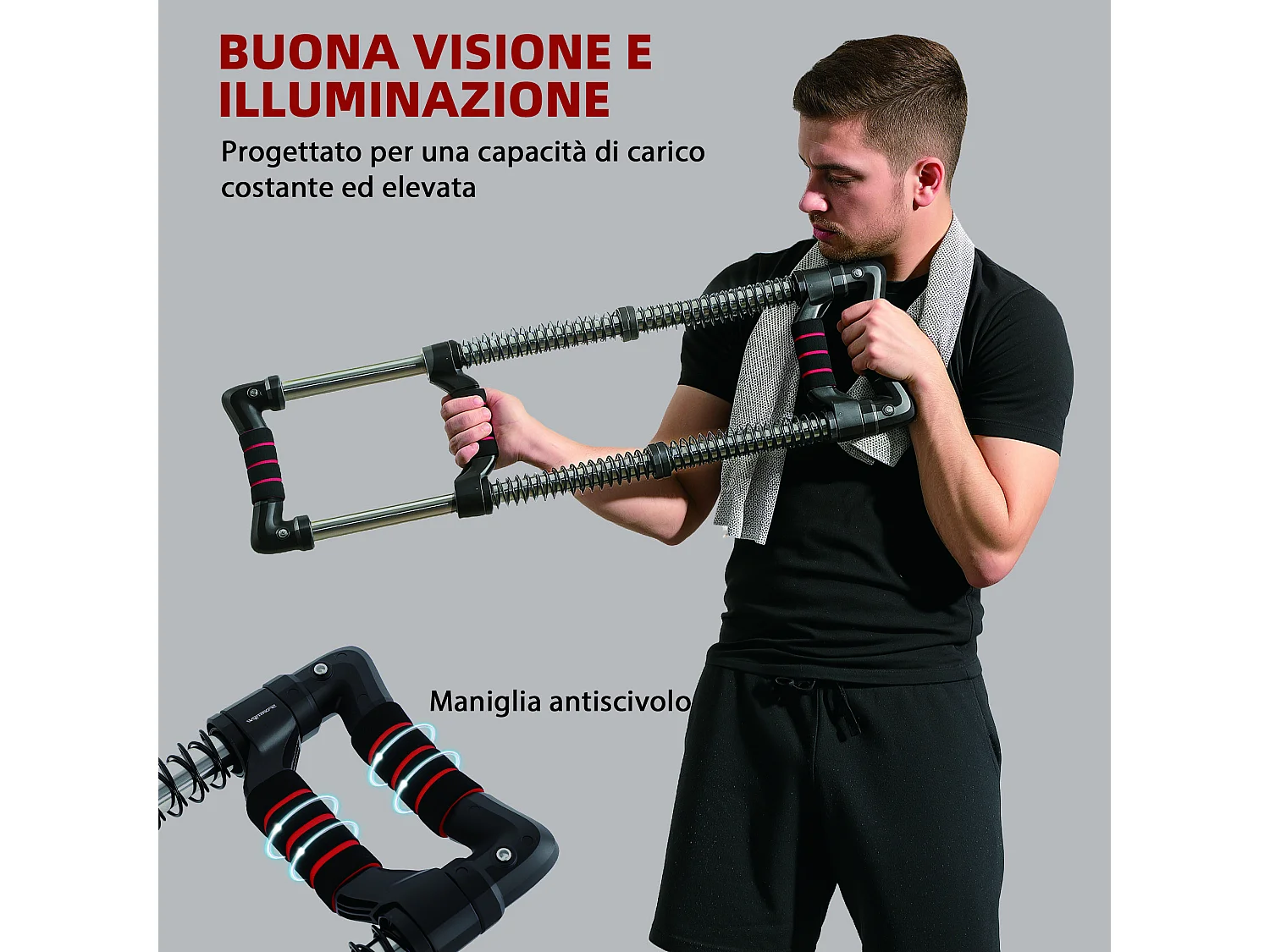 Power twister a 4 molle con resistenza da 10-50 kg in acciaio inox nero