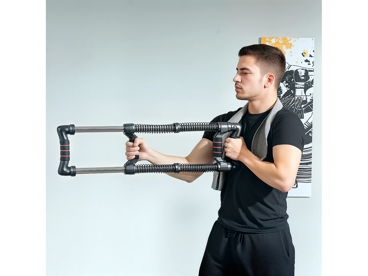 Power twister a 4 molle con resistenza da 10-50 kg in acciaio inox nero