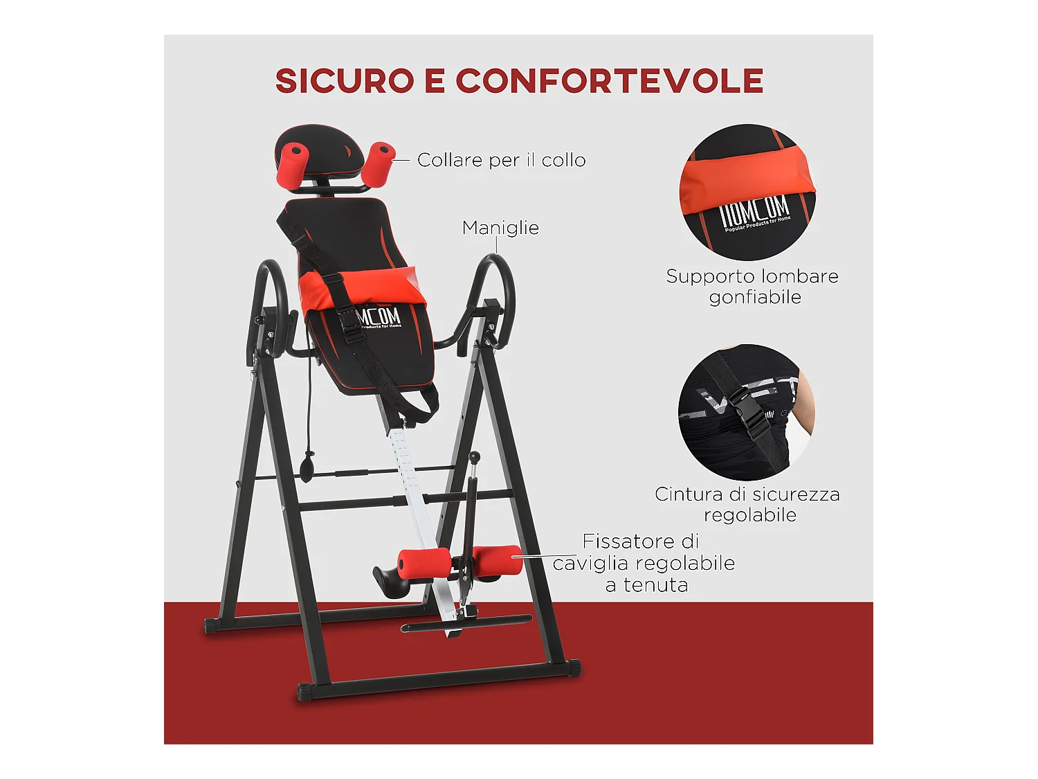 Panca a inversione con angolo e altezza regolabile in acciaio e plastica