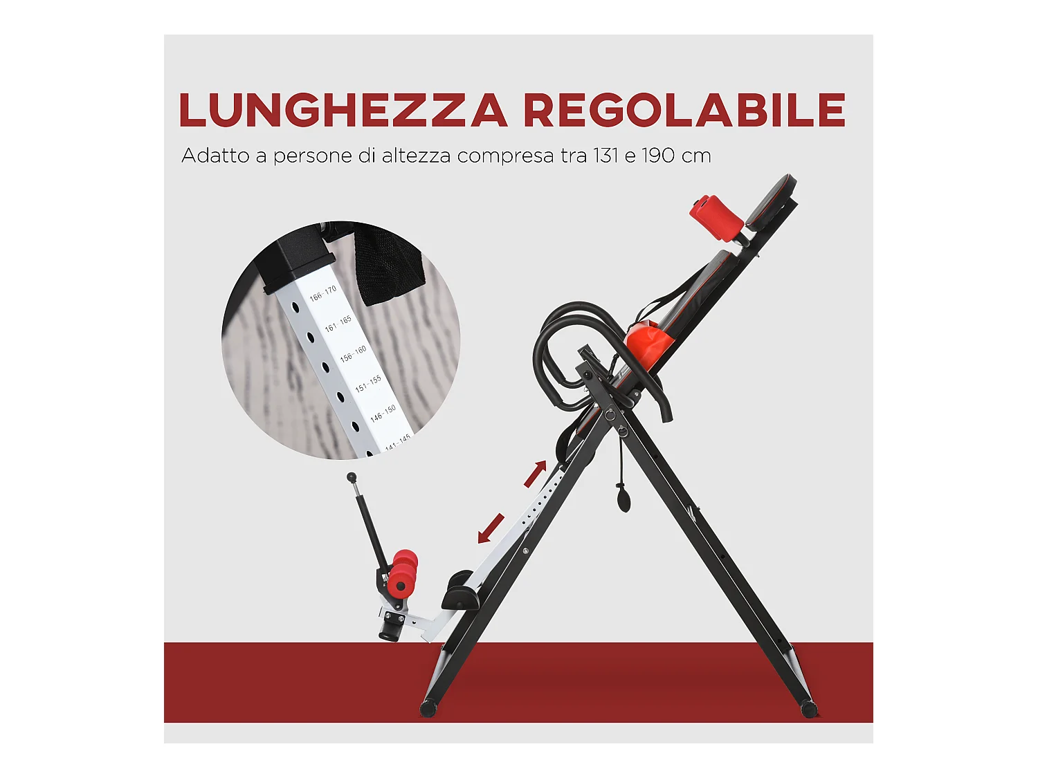 Panca a inversione con angolo e altezza regolabile in acciaio e plastica