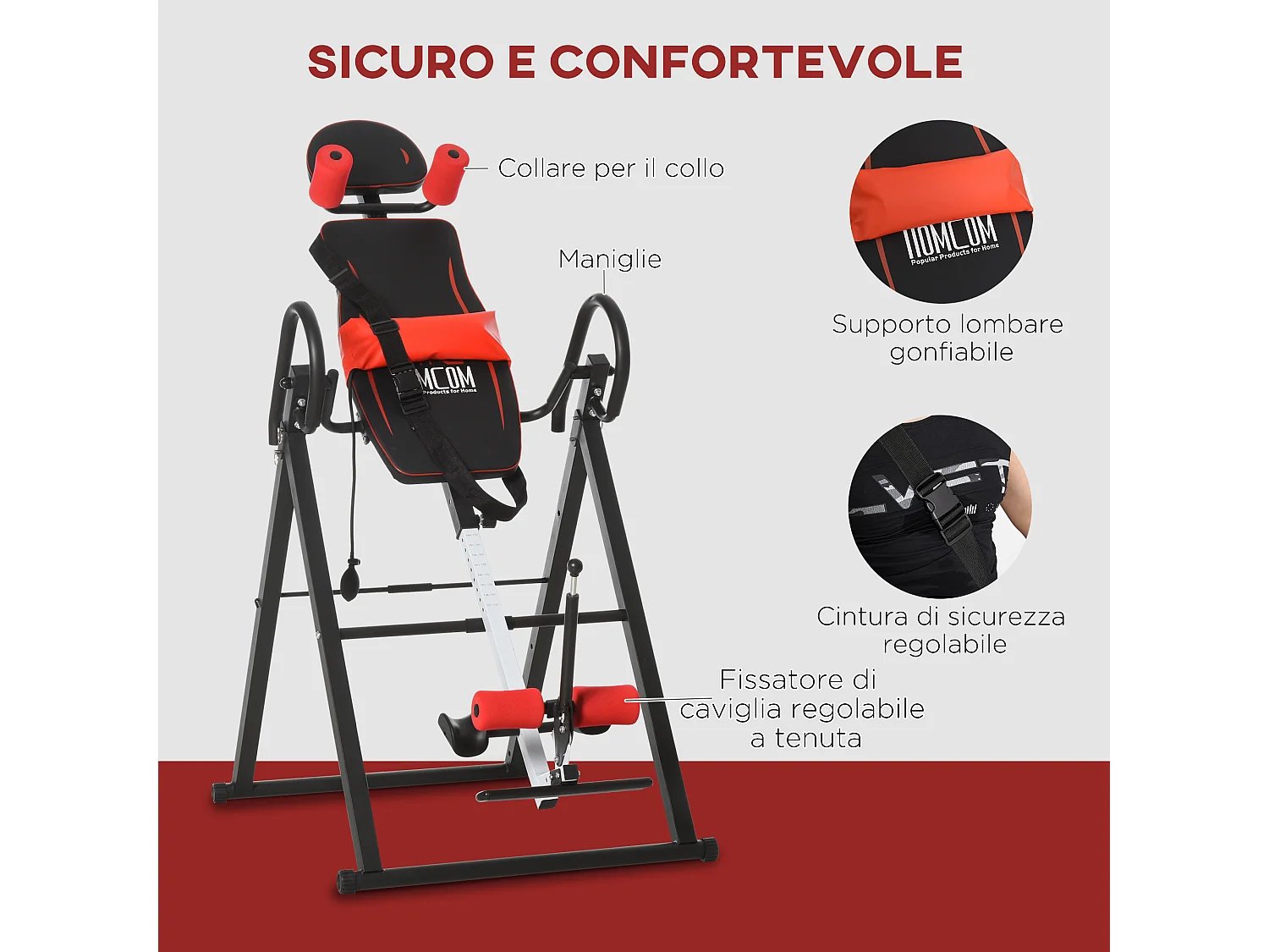 Panca a inversione con angolo e altezza regolabile in acciaio e plastica