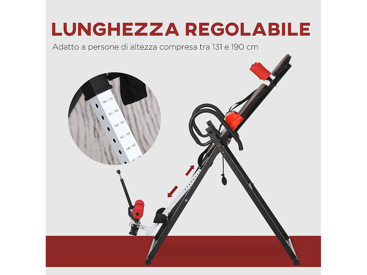 Panca a inversione con angolo e altezza regolabile in acciaio e plastica