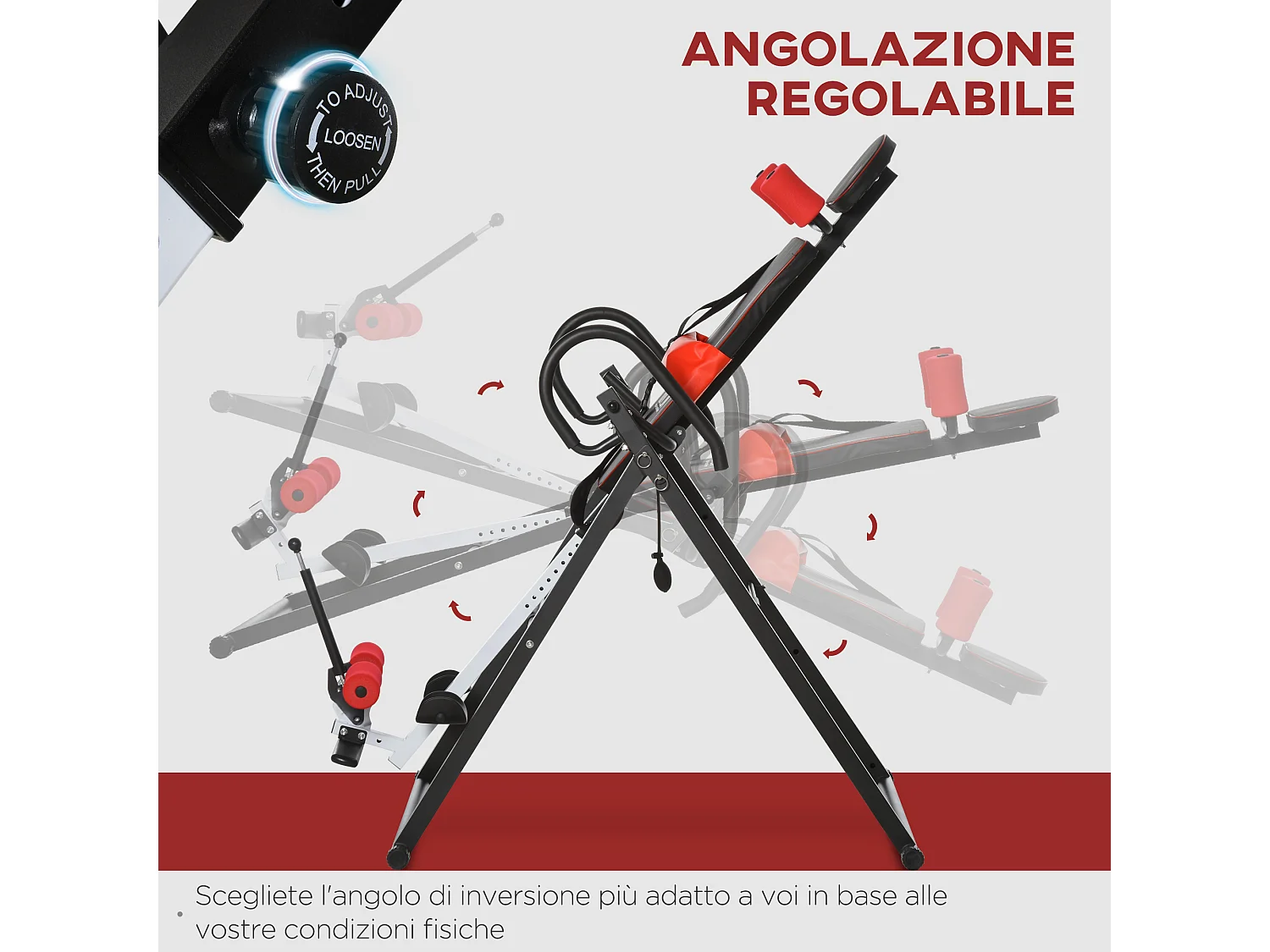 Panca a inversione con angolo e altezza regolabile in acciaio e plastica