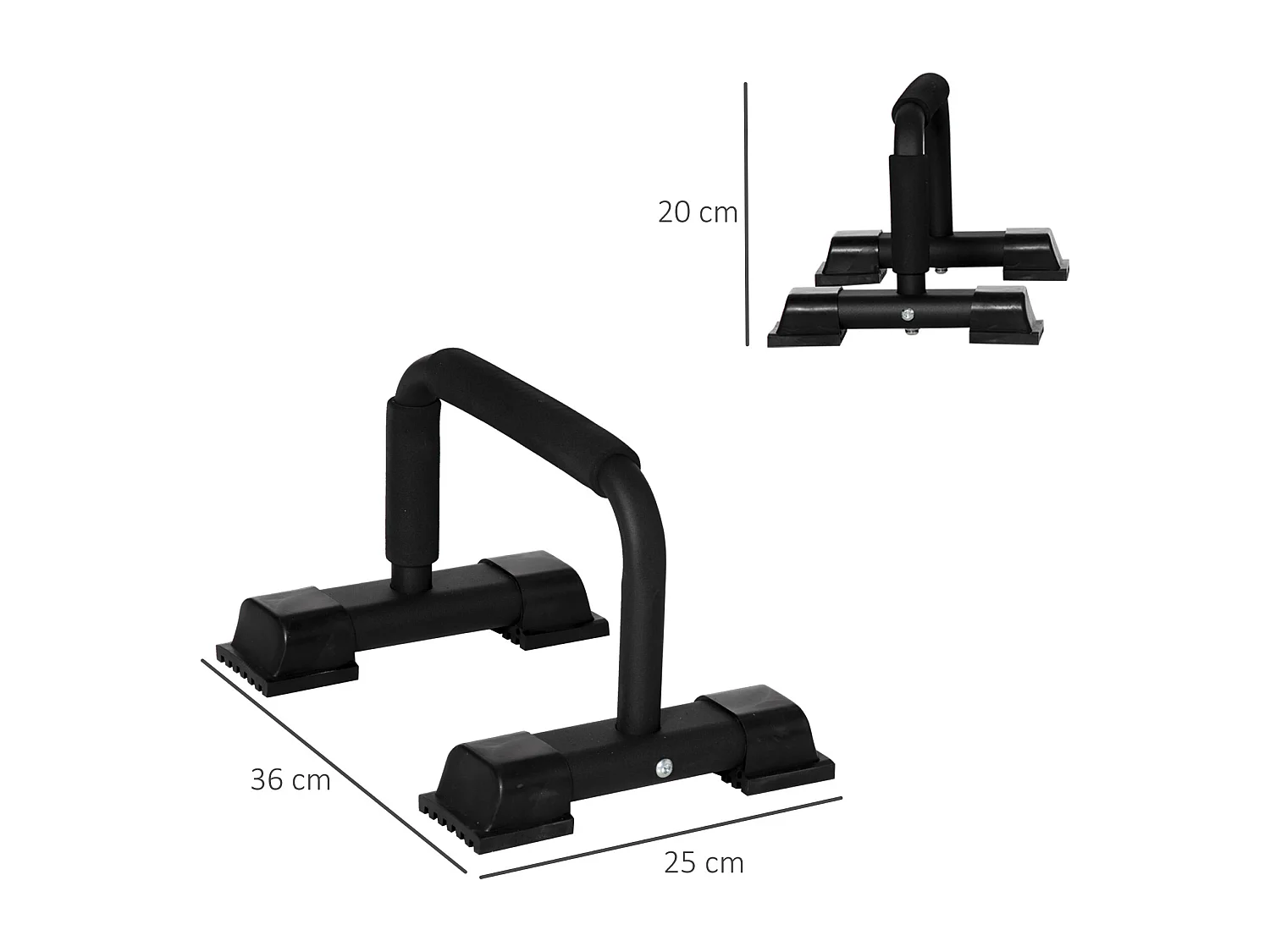 Set 2 barre parallele in acciaio con impugnatura antiscivolo nero