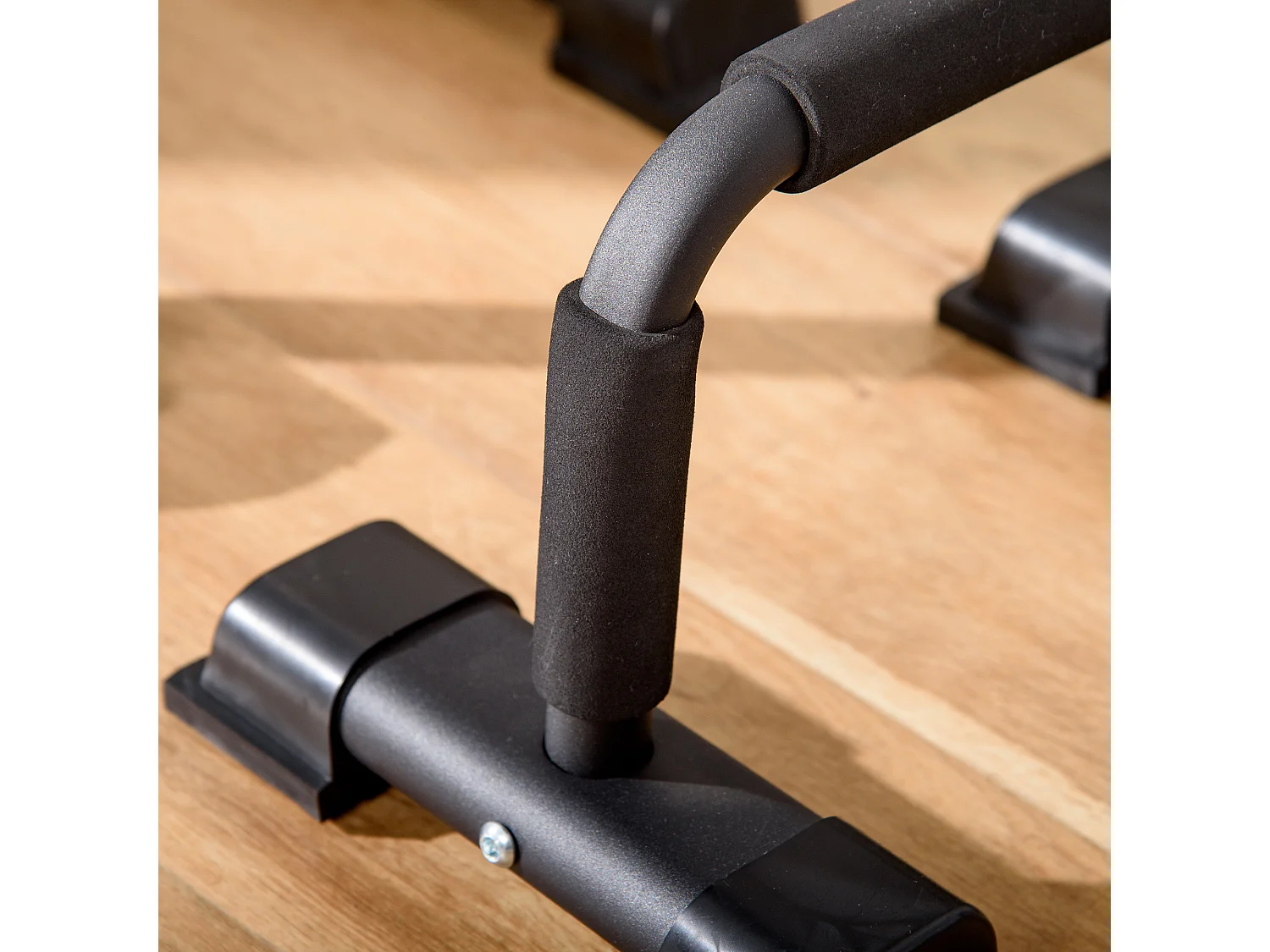 Set 2 barre parallele in acciaio con impugnatura antiscivolo nero