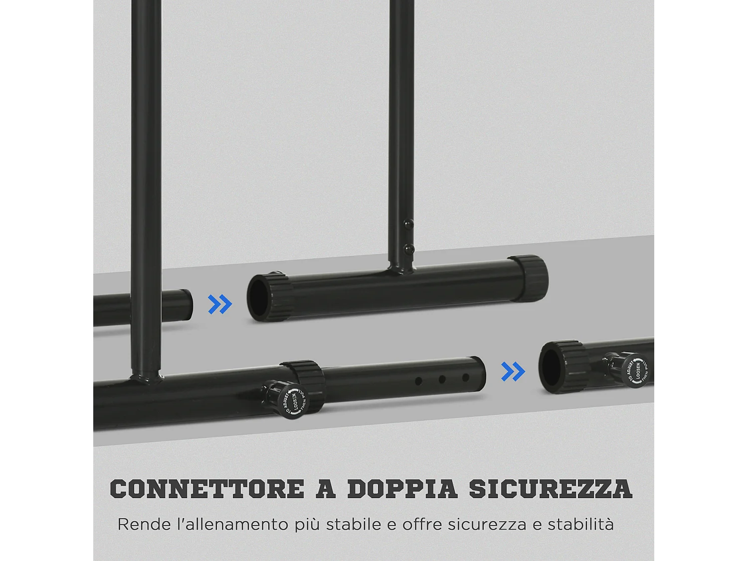 Barra per dip in acciaio nero ad altezza regolabile con 6 lunghezze