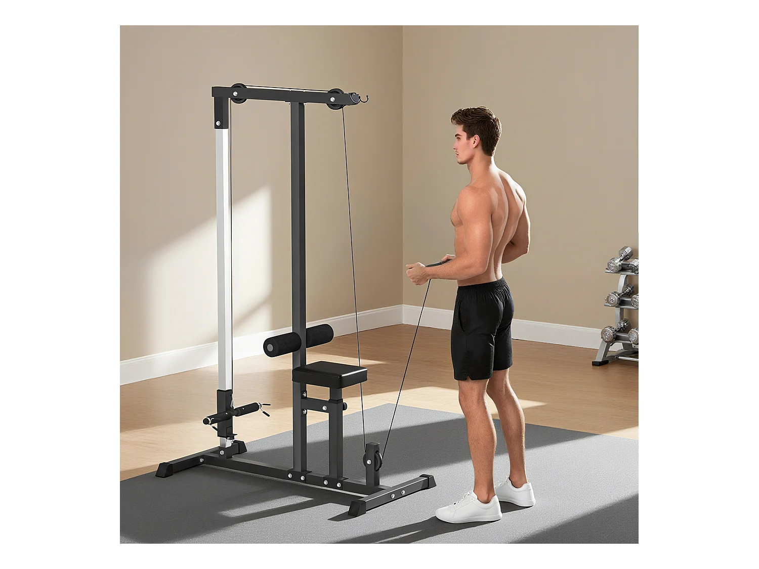 Stazione fitness pull down per palestra in casa panca e cavo regolabile