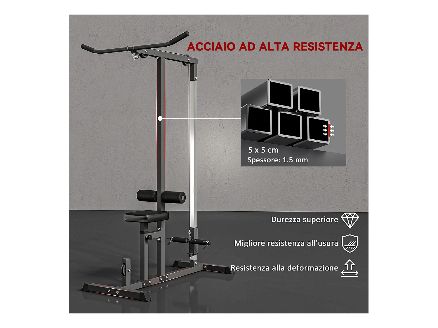 Stazione fitness pull down per palestra in casa panca e cavo regolabile