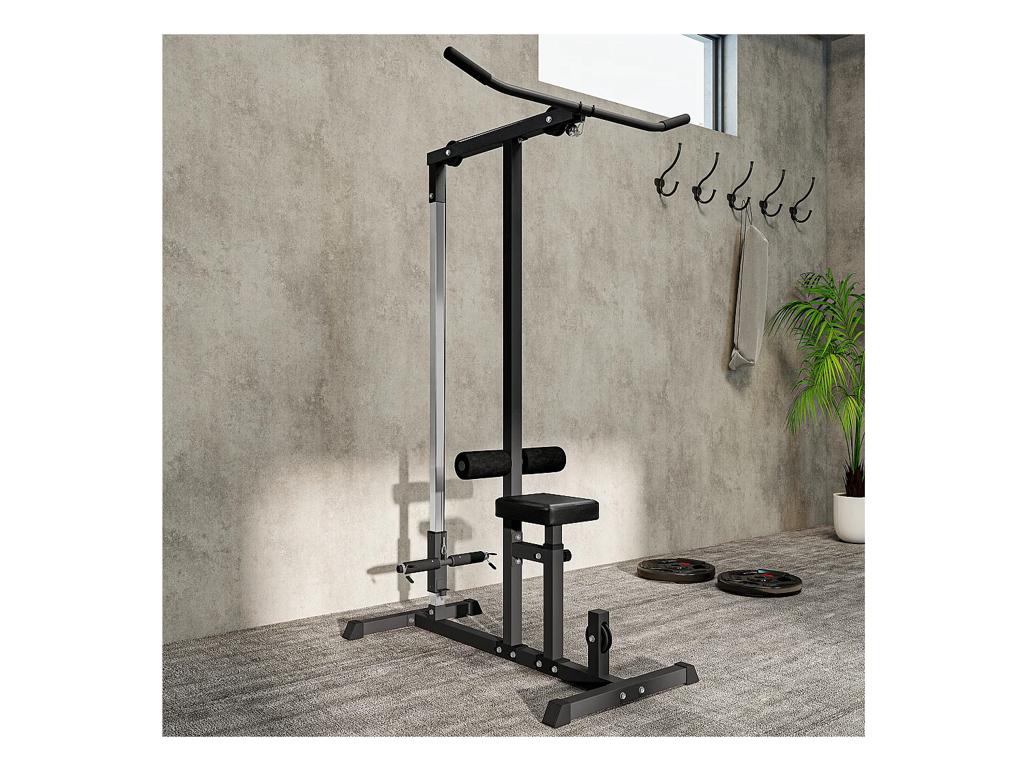 Stazione fitness pull down per palestra in casa panca e cavo regolabile