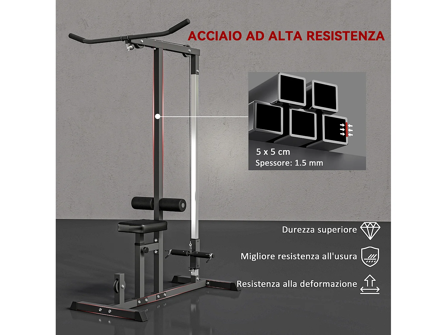 Stazione fitness pull down per palestra in casa panca e cavo regolabile