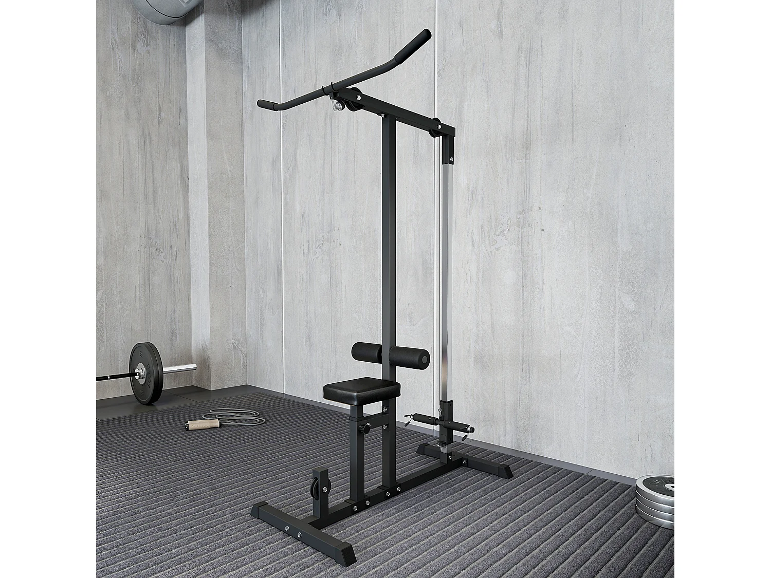 Stazione fitness pull down per palestra in casa panca e cavo regolabile