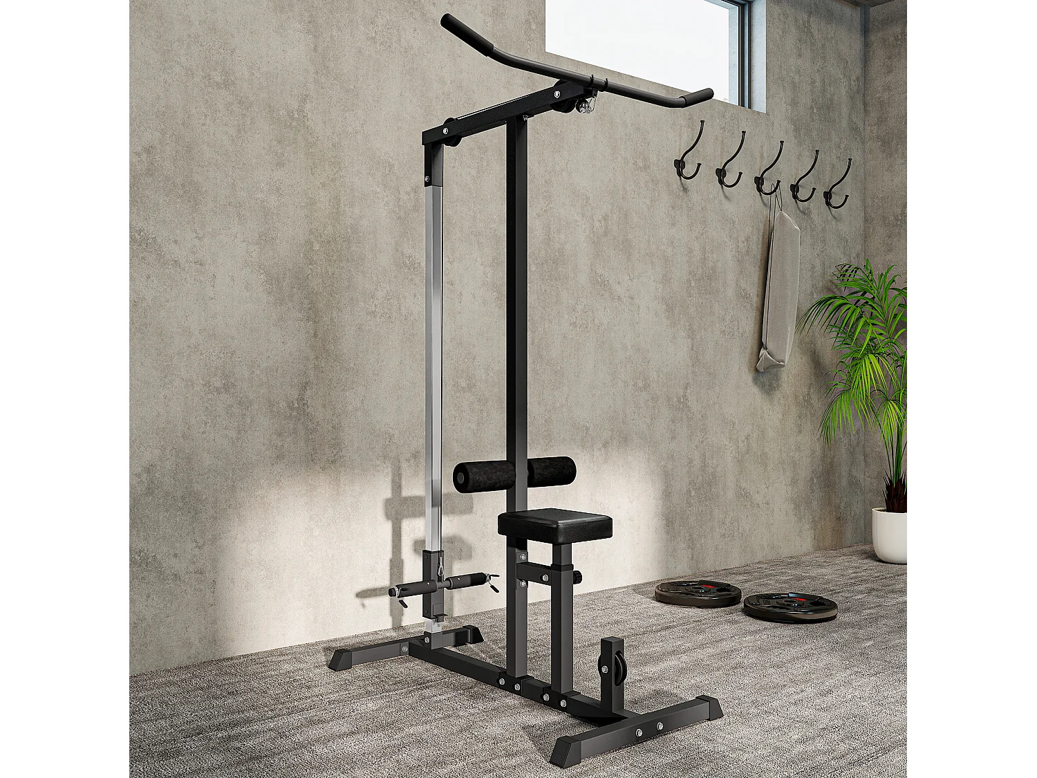 Stazione fitness pull down per palestra in casa panca e cavo regolabile