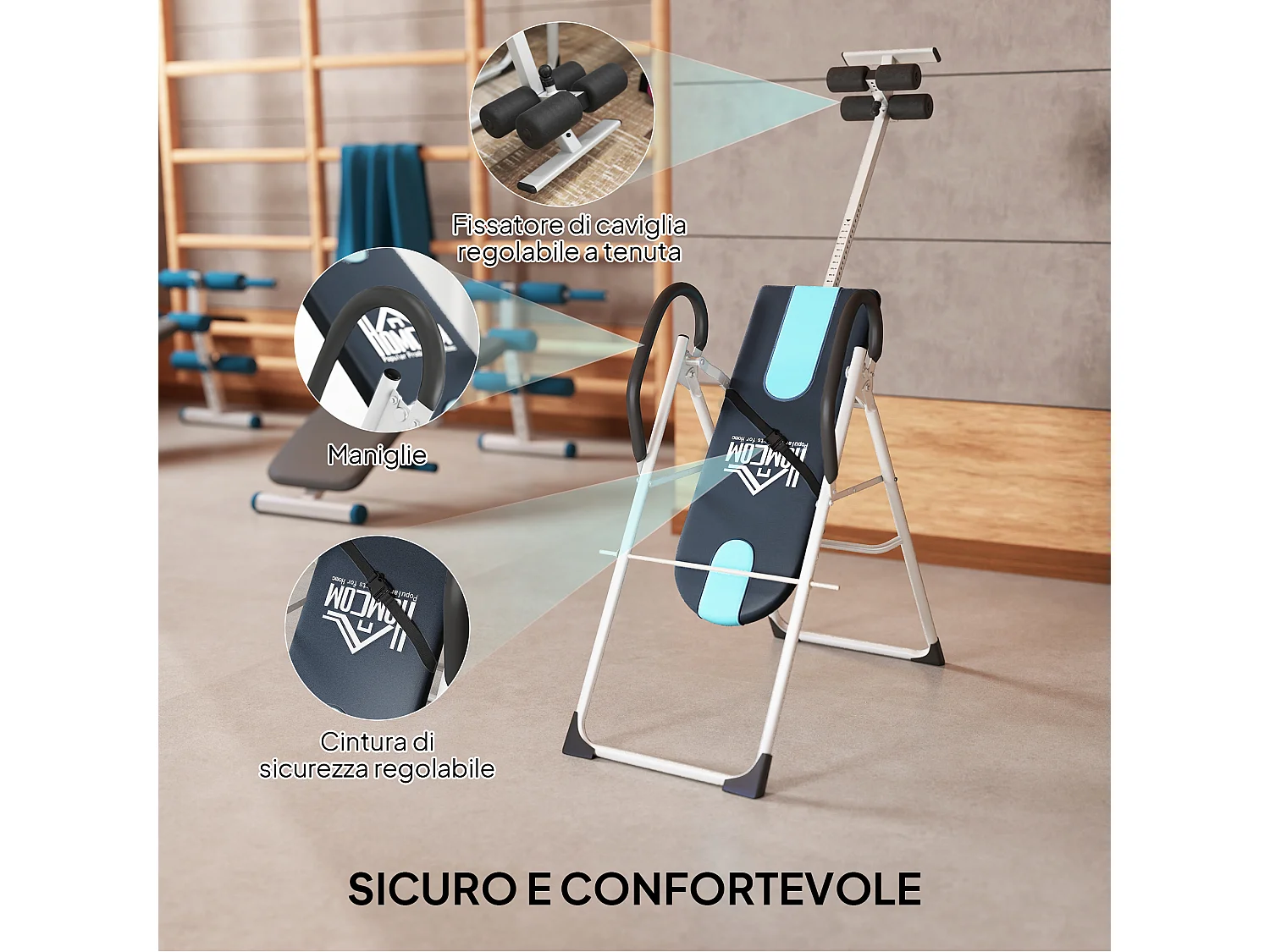 Panca a inversione gravitazionale per addominali con cervicale e schiena