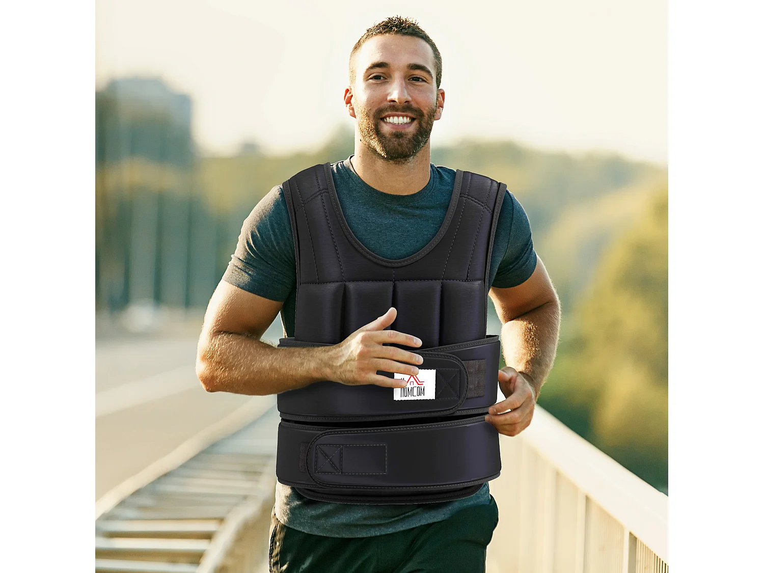 Giubbotto zavorrato 20kg con 38 pesi, imbottitura e chiusure a strappo