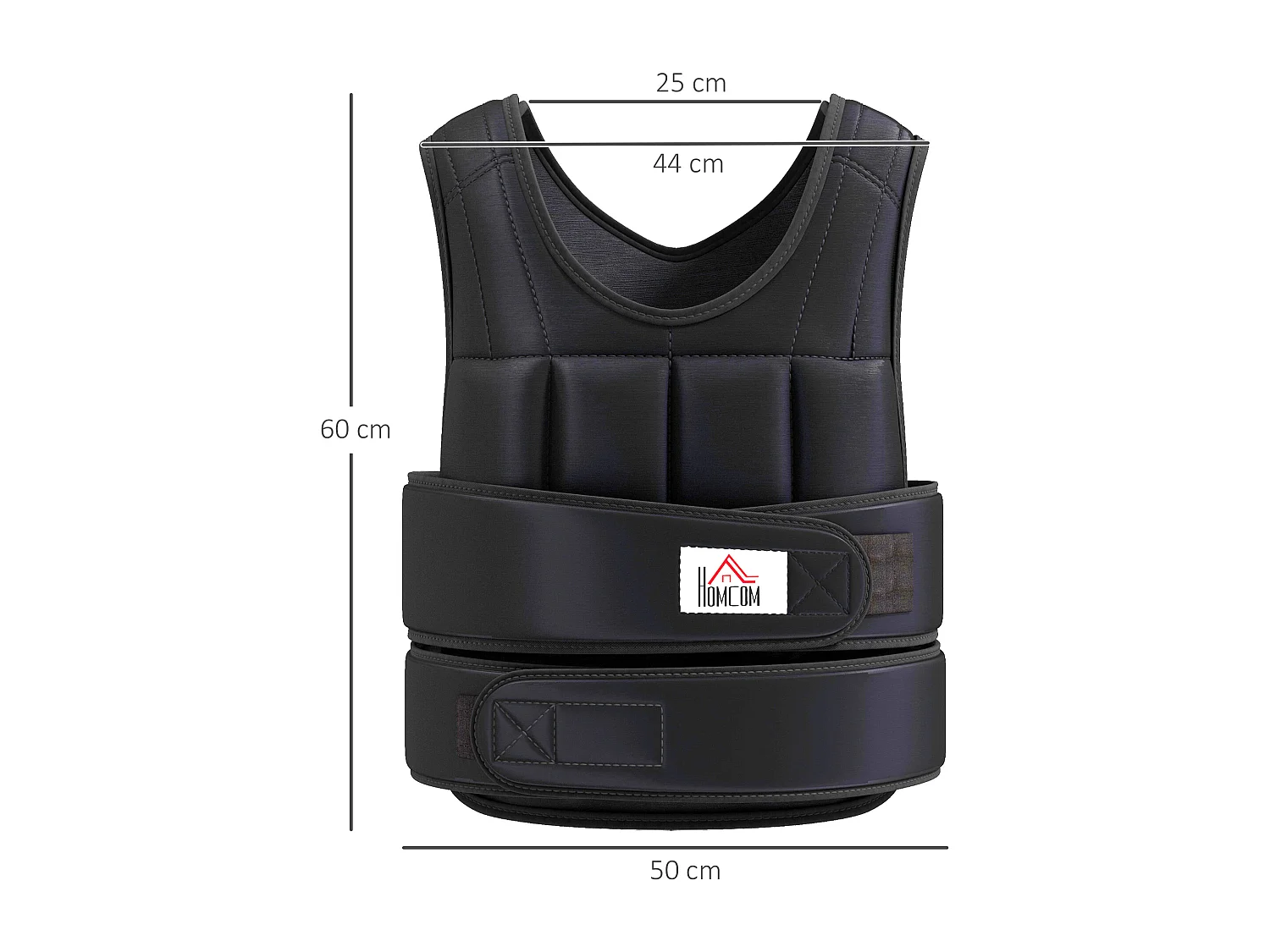 Giubbotto zavorrato 20kg con 38 pesi, imbottitura e chiusure a strappo