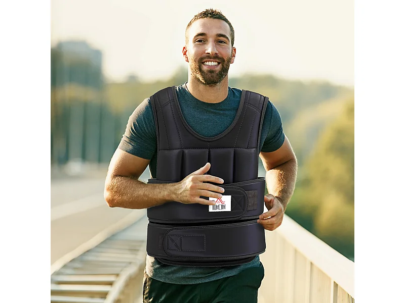 Giubbotto zavorrato 20kg con 38 pesi, imbottitura e chiusure a strappo