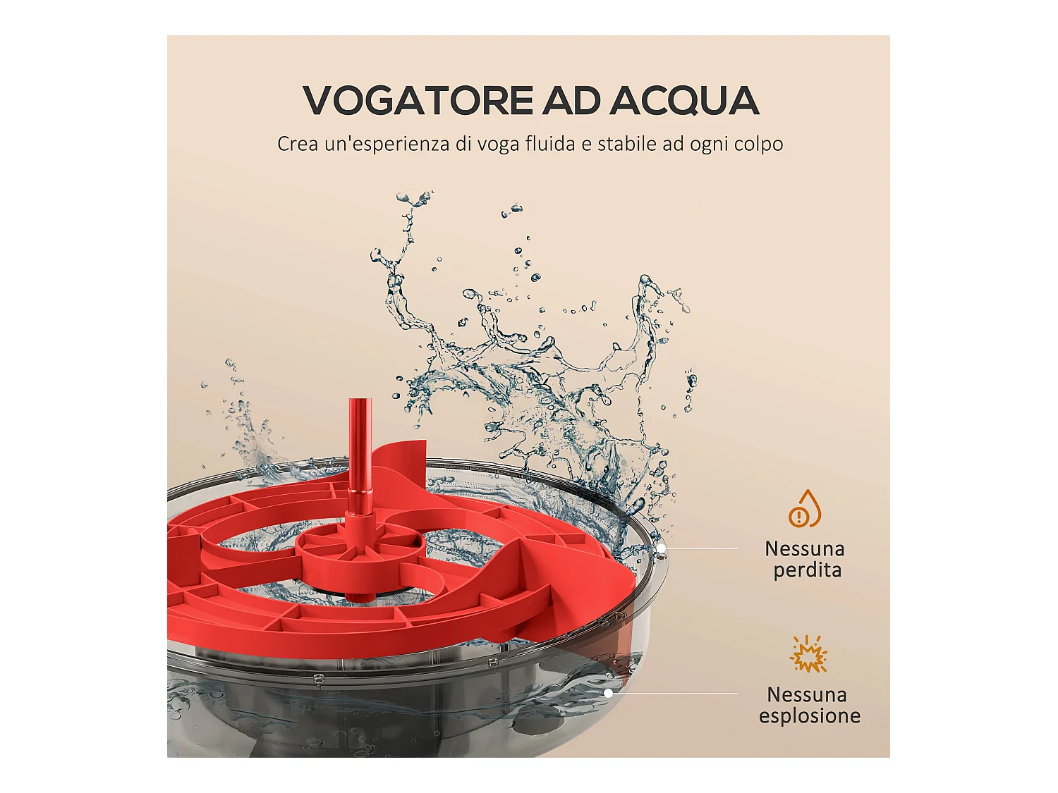 Vogatore ad acqua pieghevole a 6 livelli di resistenza in acciaio e pc