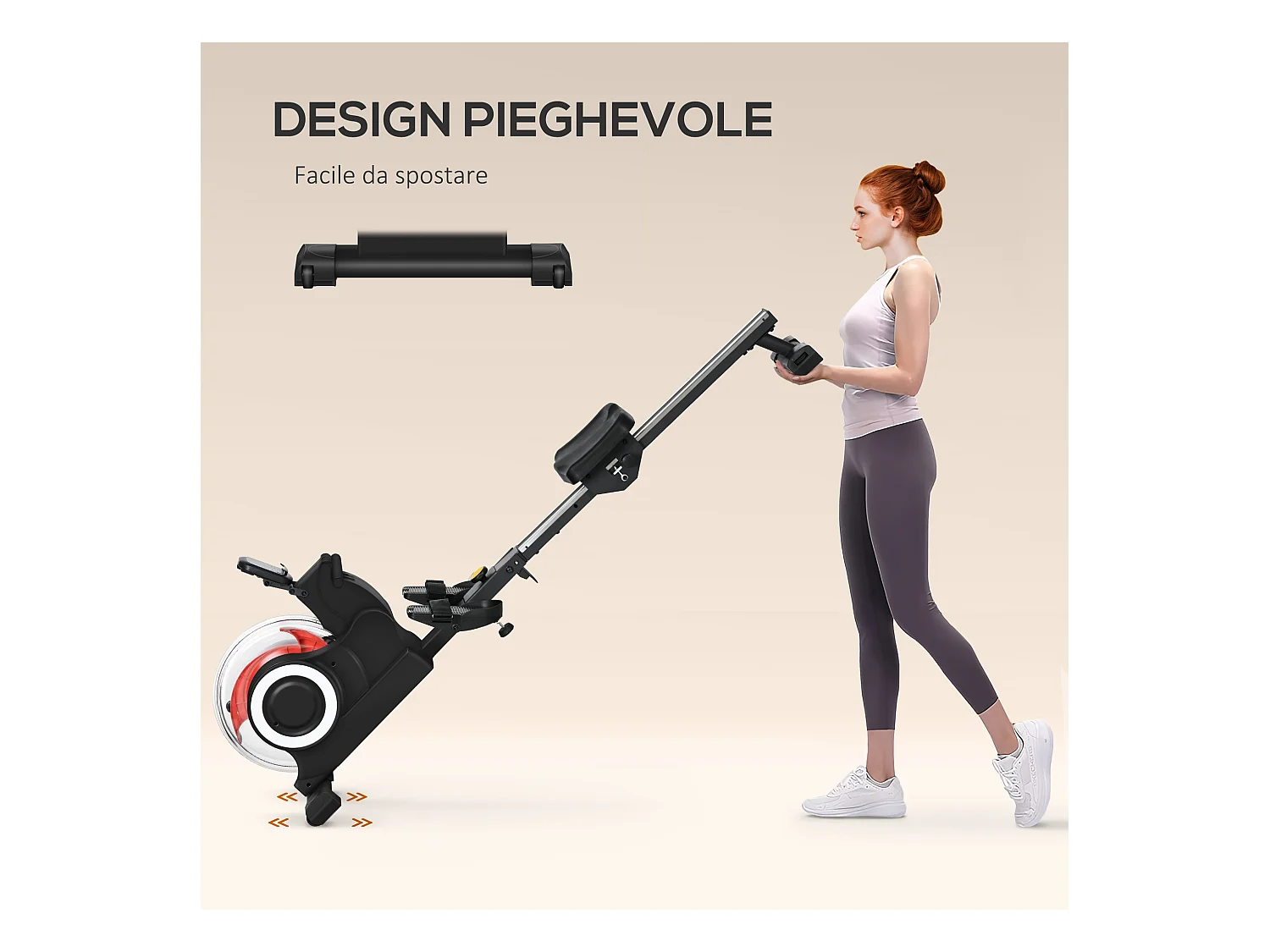 Vogatore ad acqua pieghevole a 6 livelli di resistenza in acciaio e pc